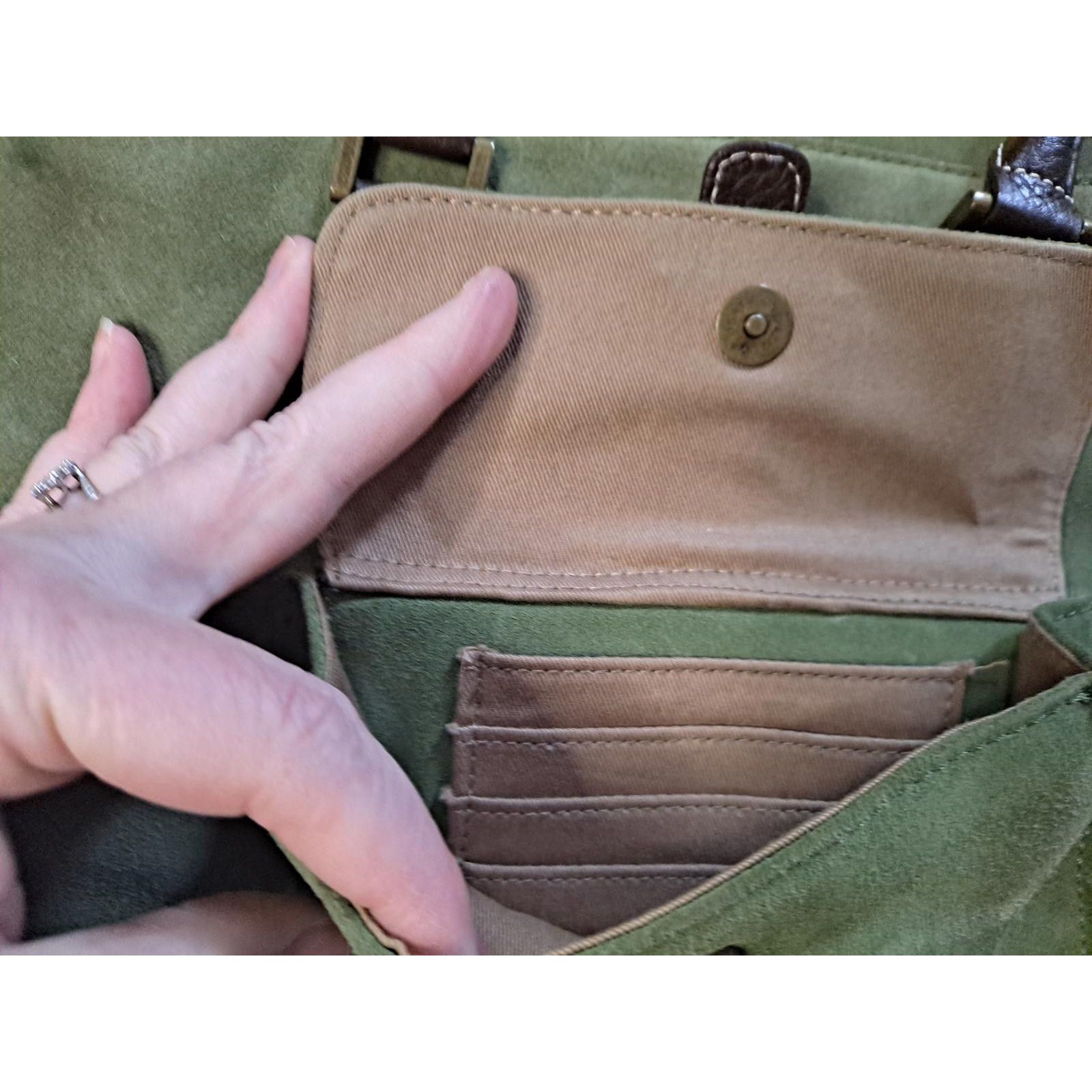 Eddie Bauer Eddie Bauer Green Faux Suede Tote Bag Shoulder Purse Size ONE SIZE - 2 Thumbnail