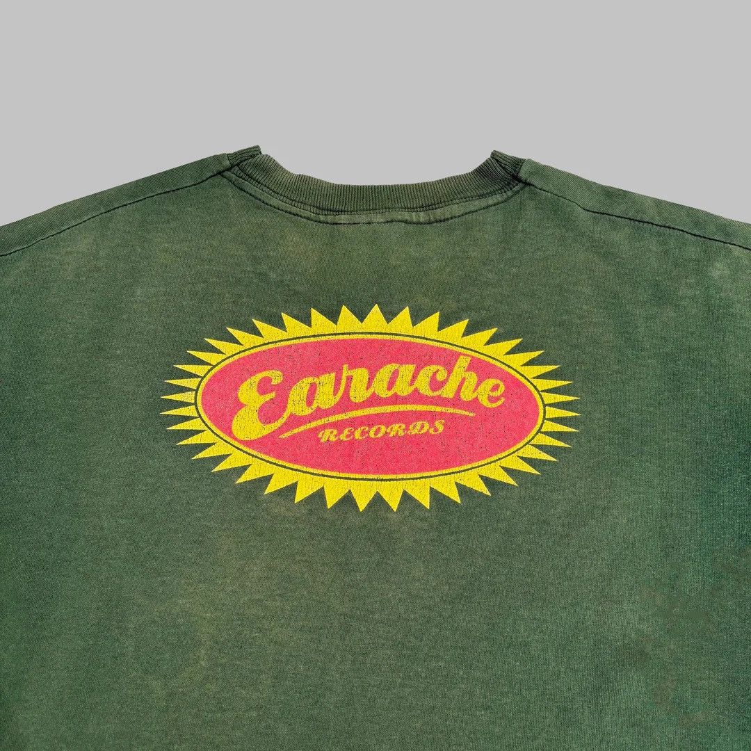 Band Tees Earache Records 1990 90s Vintage England Logo Rare T-Shirt Size US XL / EU 56 / 4 - 4 Thumbnail