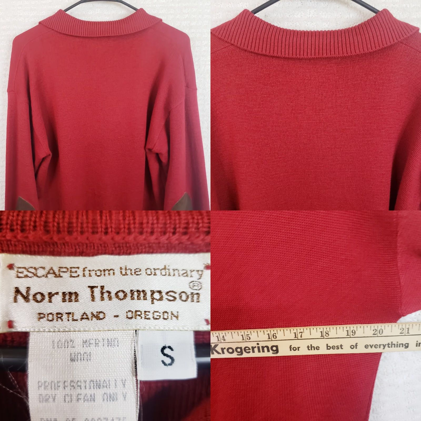 Jim Thompson Norm Thompson Merino Wool Sweater Men S Red Collared Elbow Pads Pullover Knit Solid Long Sleeve Buttoned Casual Workwear Vintage: No Size US S / EU 44-46 / 1 - 8 Thumbnail