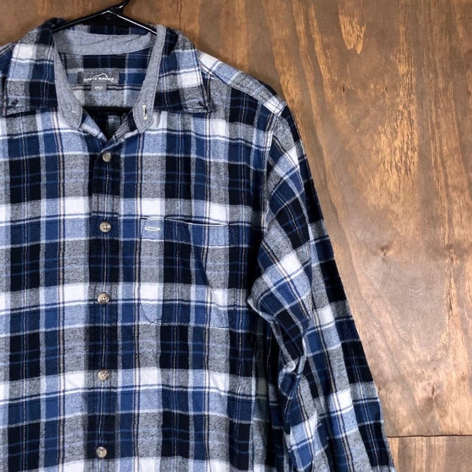 Eddie Bauer Eddie Bauer Mens Shirt Blue Black Plaid Flannel Button Down Long Sleeve Large Size US L / EU 52-54 / 3 - 5 Thumbnail