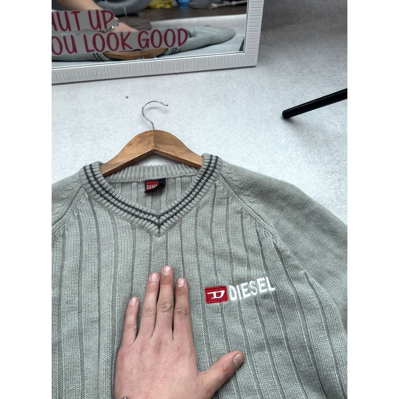 Diesel VINTAGE Diesel Knitted Embroidered Logo Gray Sweater M Men Size US M / EU 48-50 / 2 - 4 Thumbnail