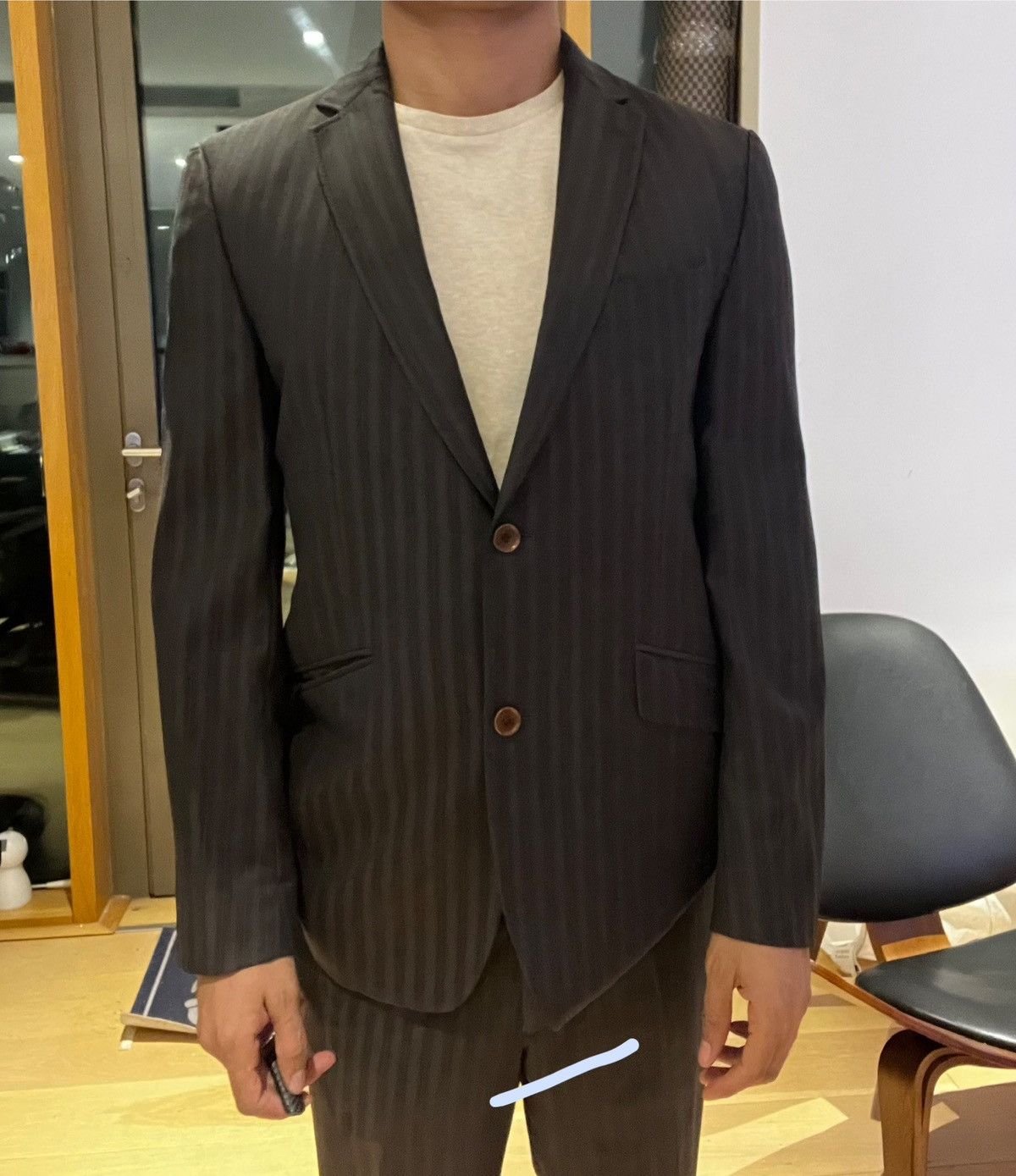 Ted Baker Ted Baker Charcoal Pinstripe Wool Suit Jacket & Trousers Size 40R - 1 Thumbnail