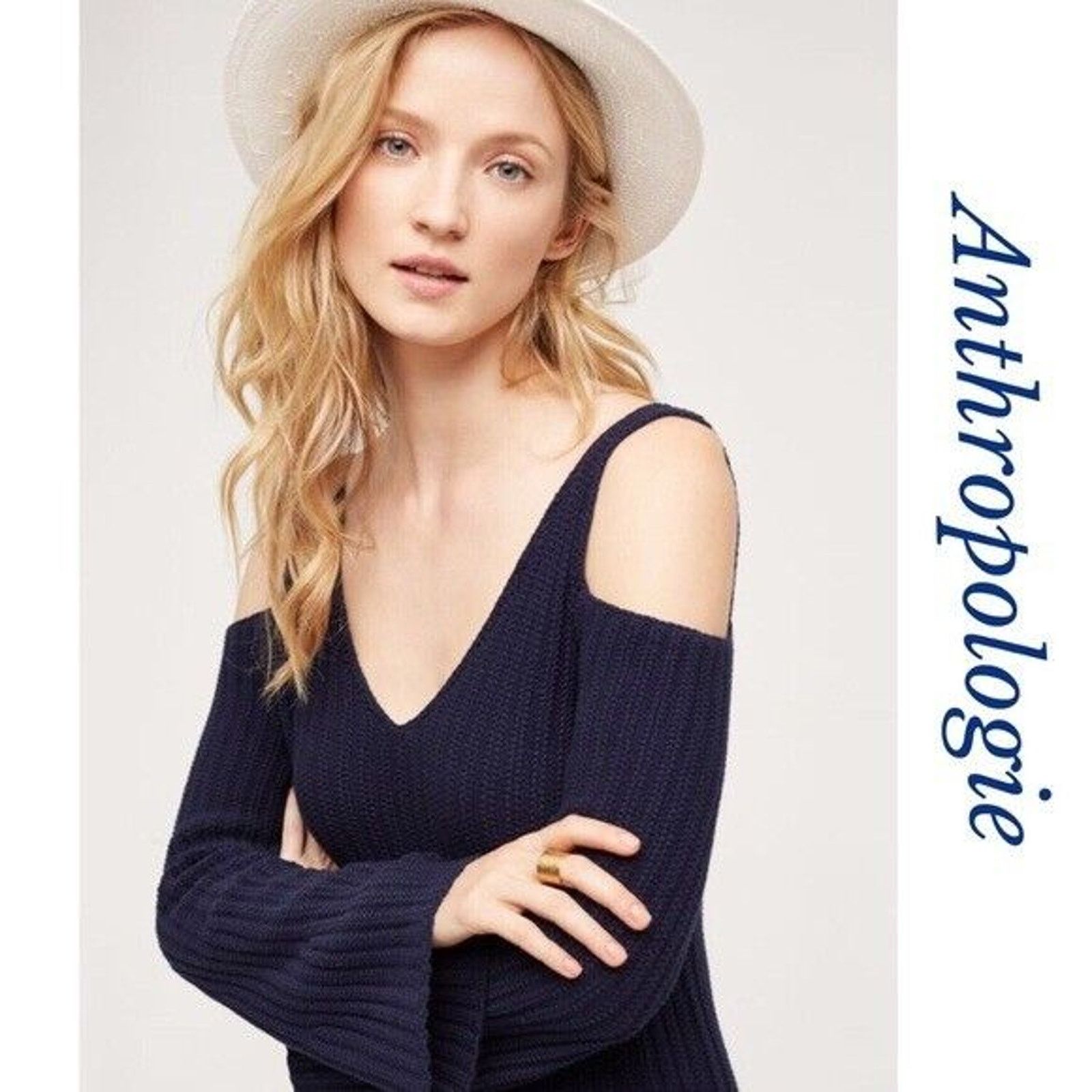 Anthropologie New Anthropologie Knitted Knotted Open Shoulder Sweater Size S / US 4 / IT 40 - 1 Thumbnail