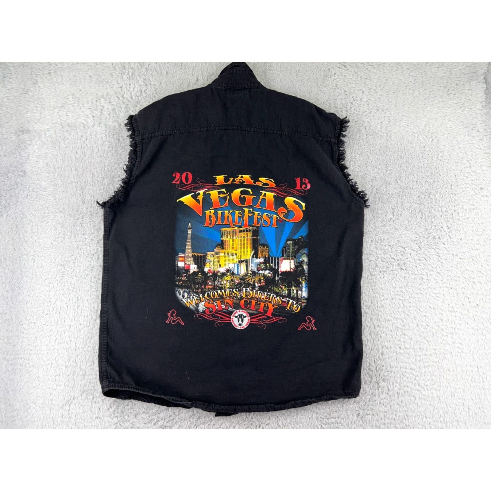 Vintage Bikerwear Vest Men 2XL Black Sleeveless Button Up Las Vegas Bikefest 2013 Cotton Vest Size US XXL / EU 58 / 5 - 2 Thumbnail