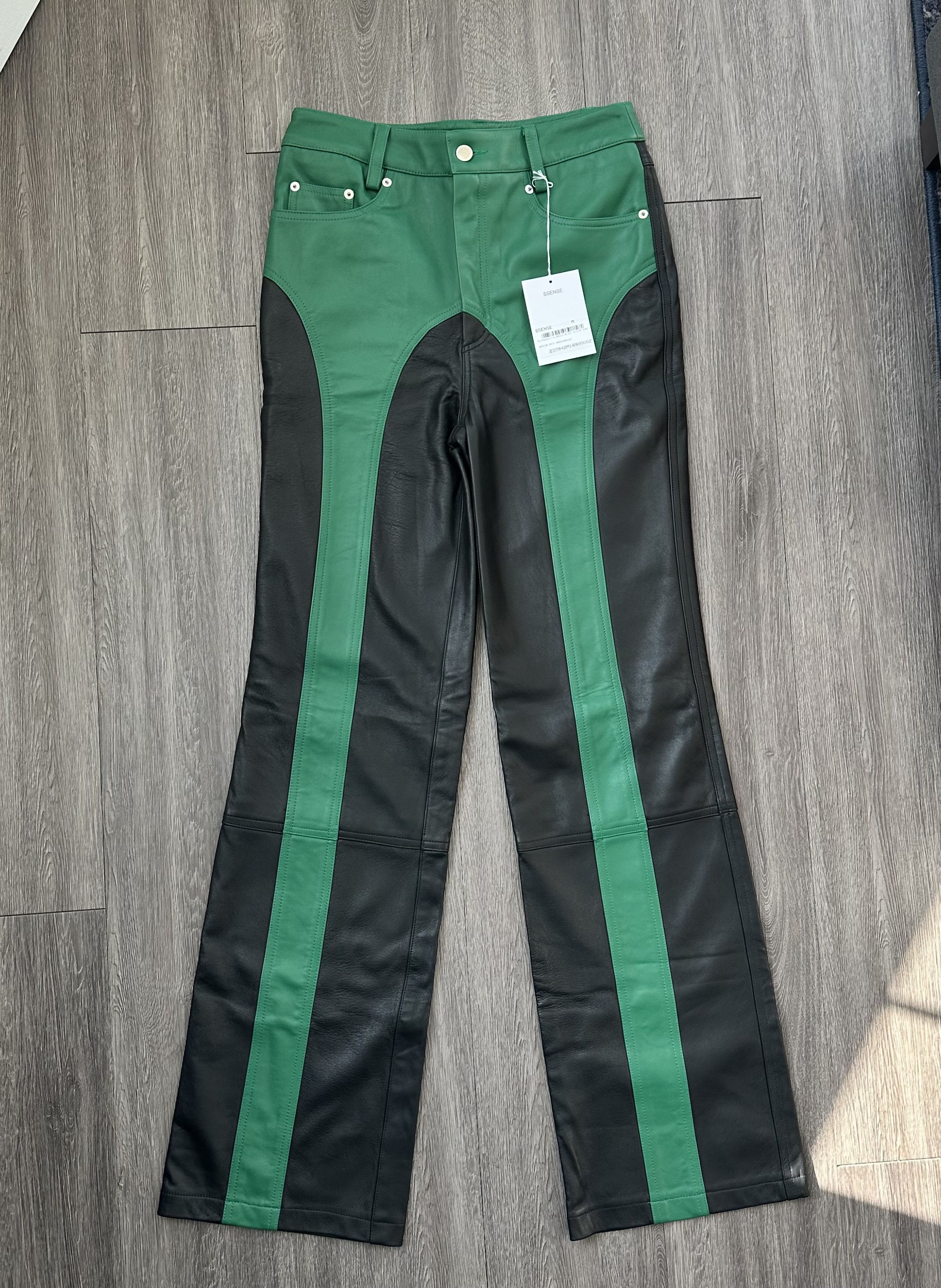 image of Theophilio Paneled Leather Trouser in Black/Green, Men's (Size 30)