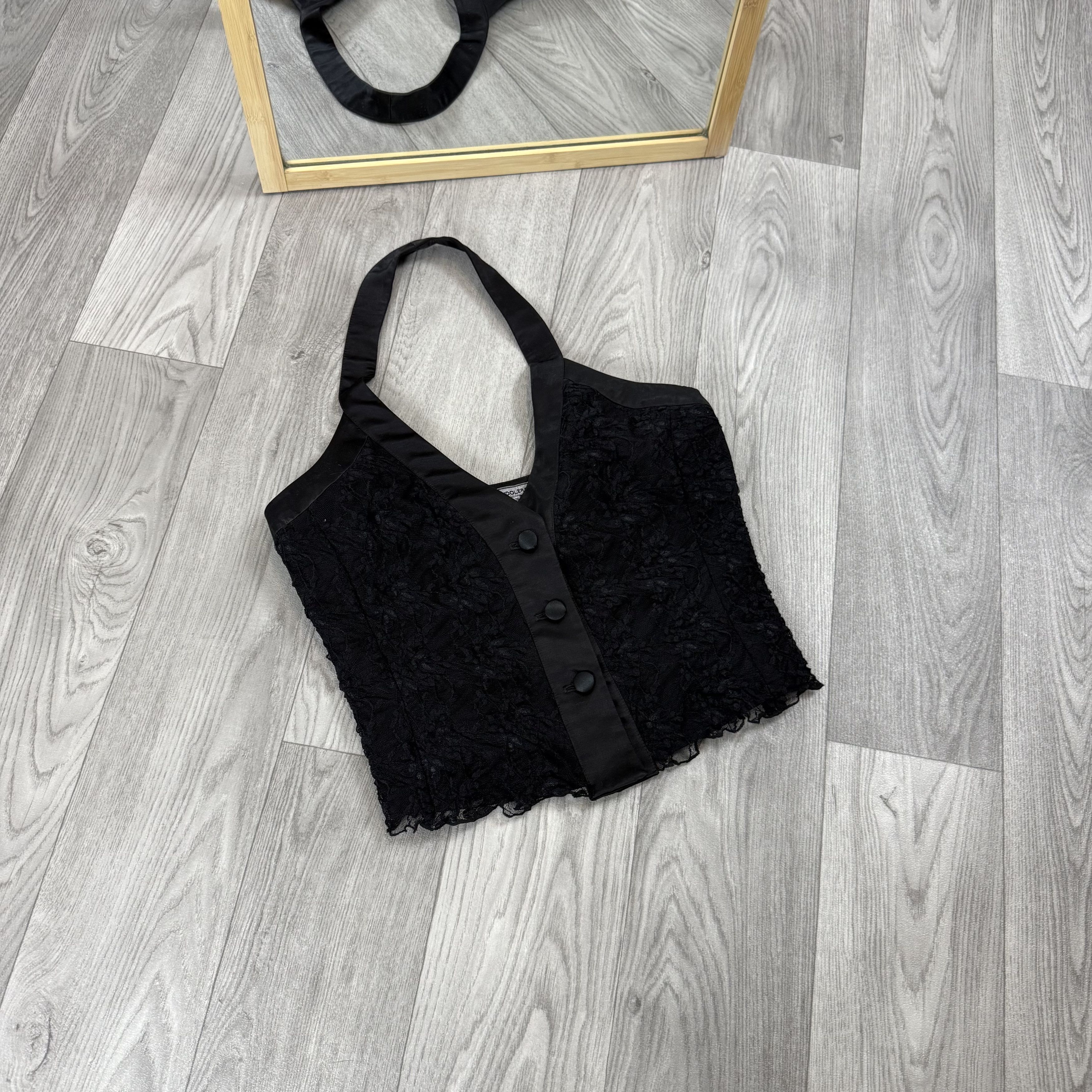 Vintage Vintage Grunge Lace Crop Top Button Up Vest Size M / US 6-8 / IT 42-44 - 3 Thumbnail