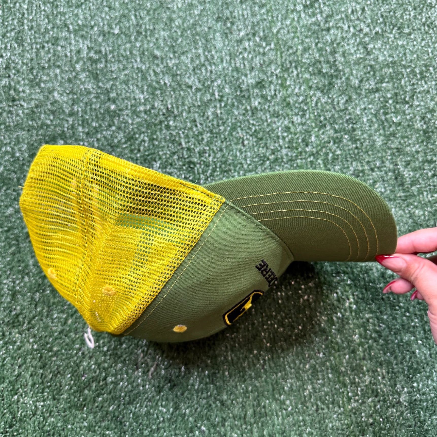 John Deere John Deere Trucker Hat Green Yellow Adjustable Men's One Size Lightweight Snapback Hat Size ONE SIZE - 5 Thumbnail