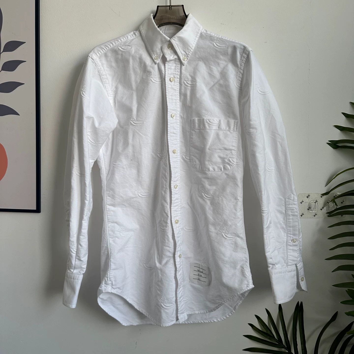 Thom Browne Thom Browne White Embroidered Shirt Jacket Size US M / EU 48-50 / 2 - 1 Thumbnail