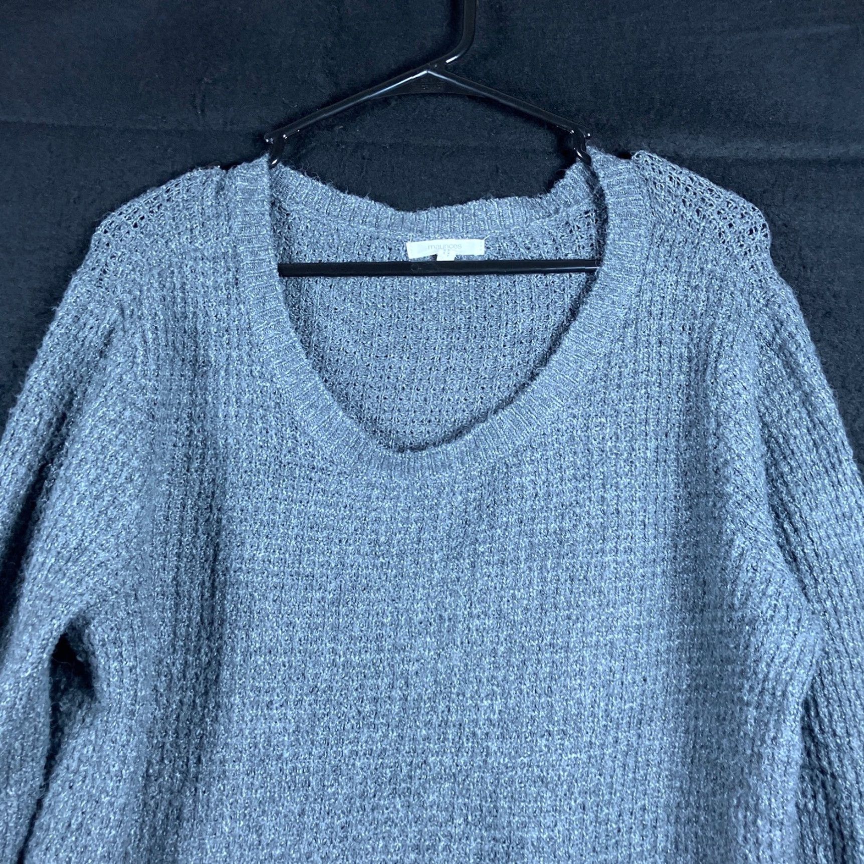 Vintage Maurices Womens Sweater Dark Gray Lightweight Waffle Knit Pullover L Size L / US 10 / IT 46 - 2 Thumbnail