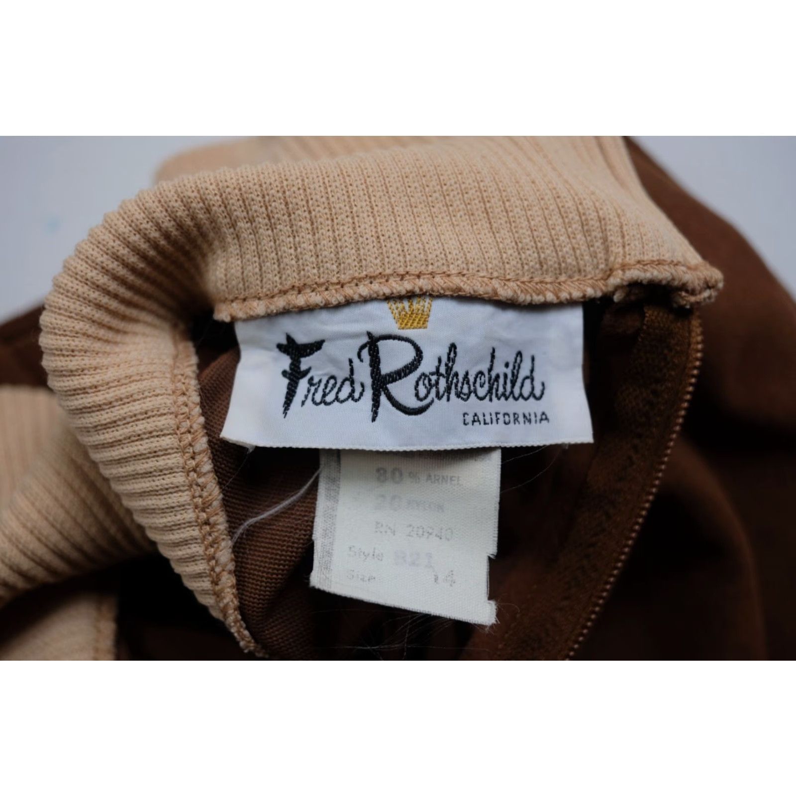 Vintage VINTAGE Fred Rothschild Shirt 70s USA Made ZIP Brown XL Womens SZ 14 21"PIT TO PIT 16" LENGTH 17" SLEEVE Size XL / US 12-14 / IT 48-50 - 5 Thumbnail
