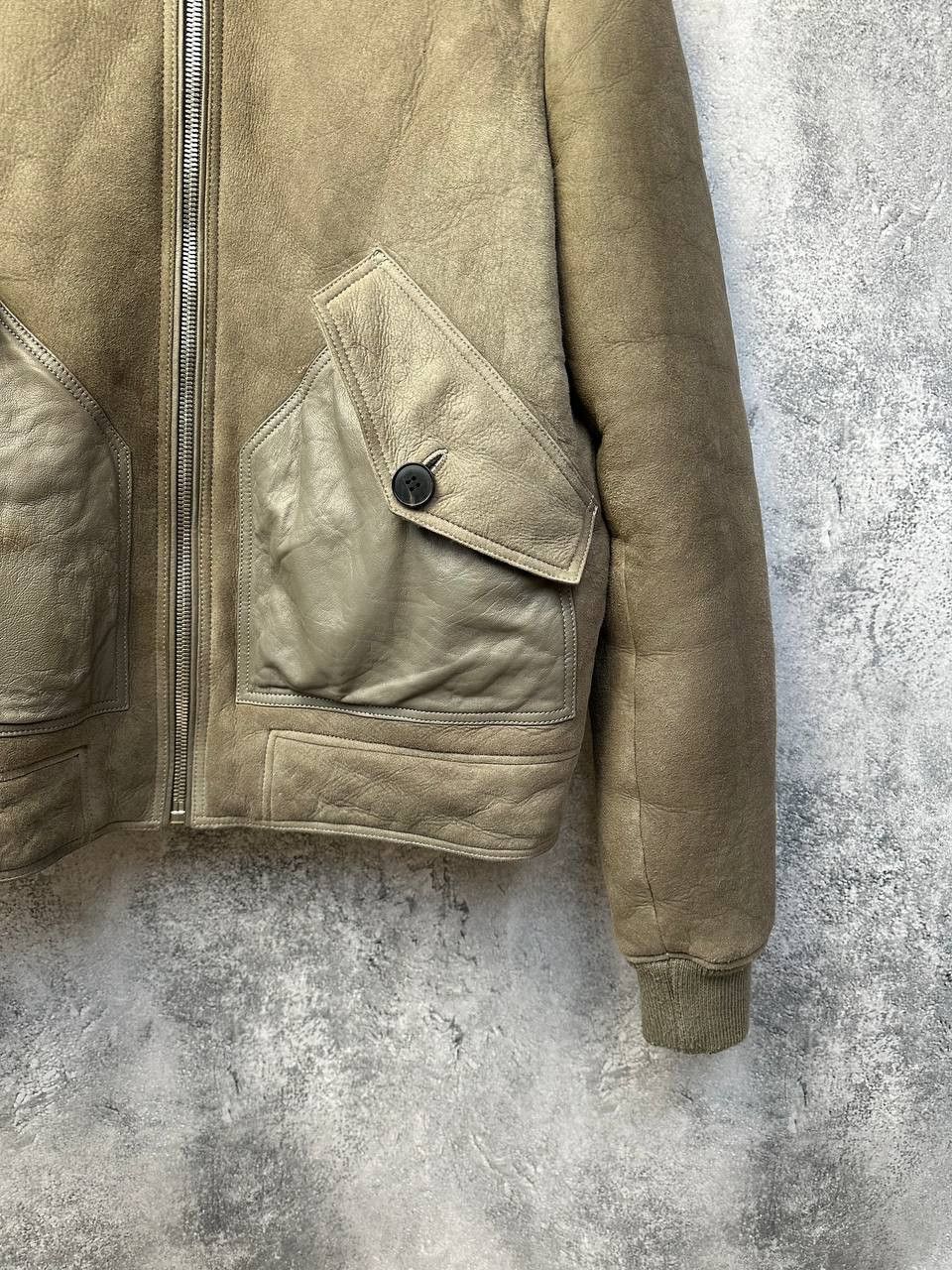 Reiss REISS Shearling Bomber Jacket Toni Grey Sheepskin Size US L / EU 52-54 / 3 - 10 Thumbnail