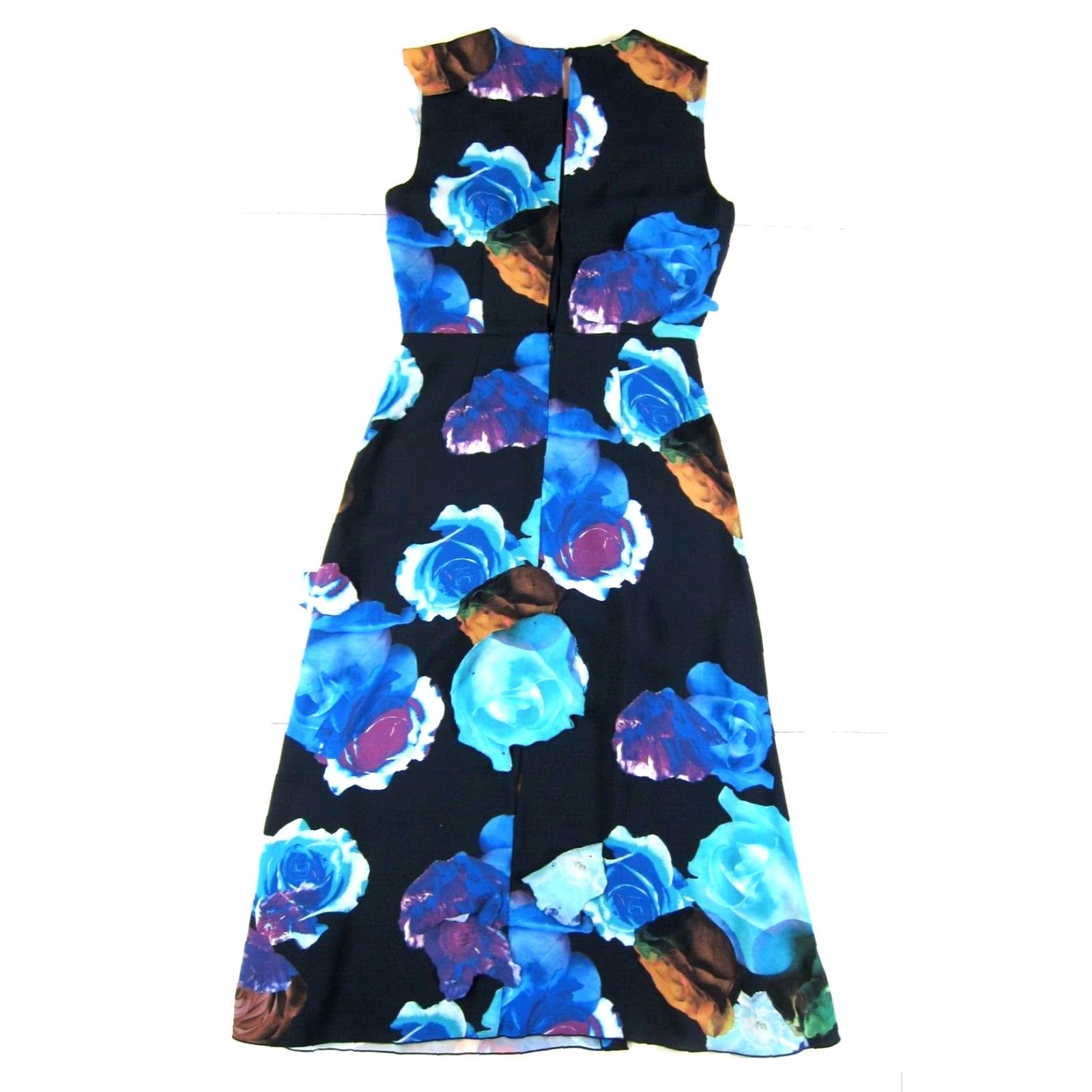 Vintage BABATON Black Blue Pink Floral Patch Sleeveless Long Maxi Sheath Tank Dress 2 Size XS / US 0-2 / IT 36-38 - 2 Thumbnail