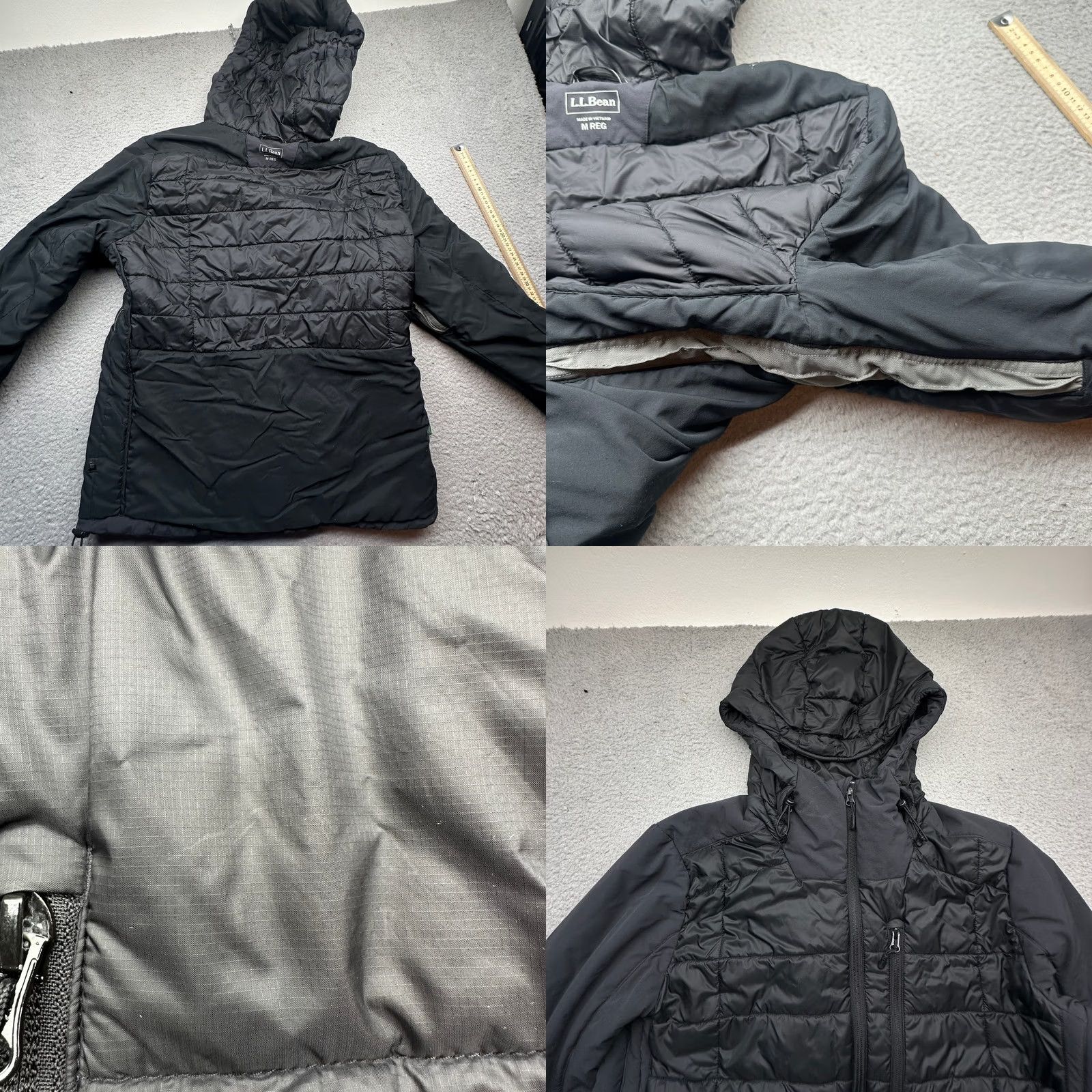 Vintage LL Bean Rangeley Primaloft Fill Ski Hooded Jacket Men Medium Nylon Quilted Black Jacket Mens M Skiing Long Zip Hooded Pockets Zipper Size US M / EU 48-50 / 2 - 9 Thumbnail