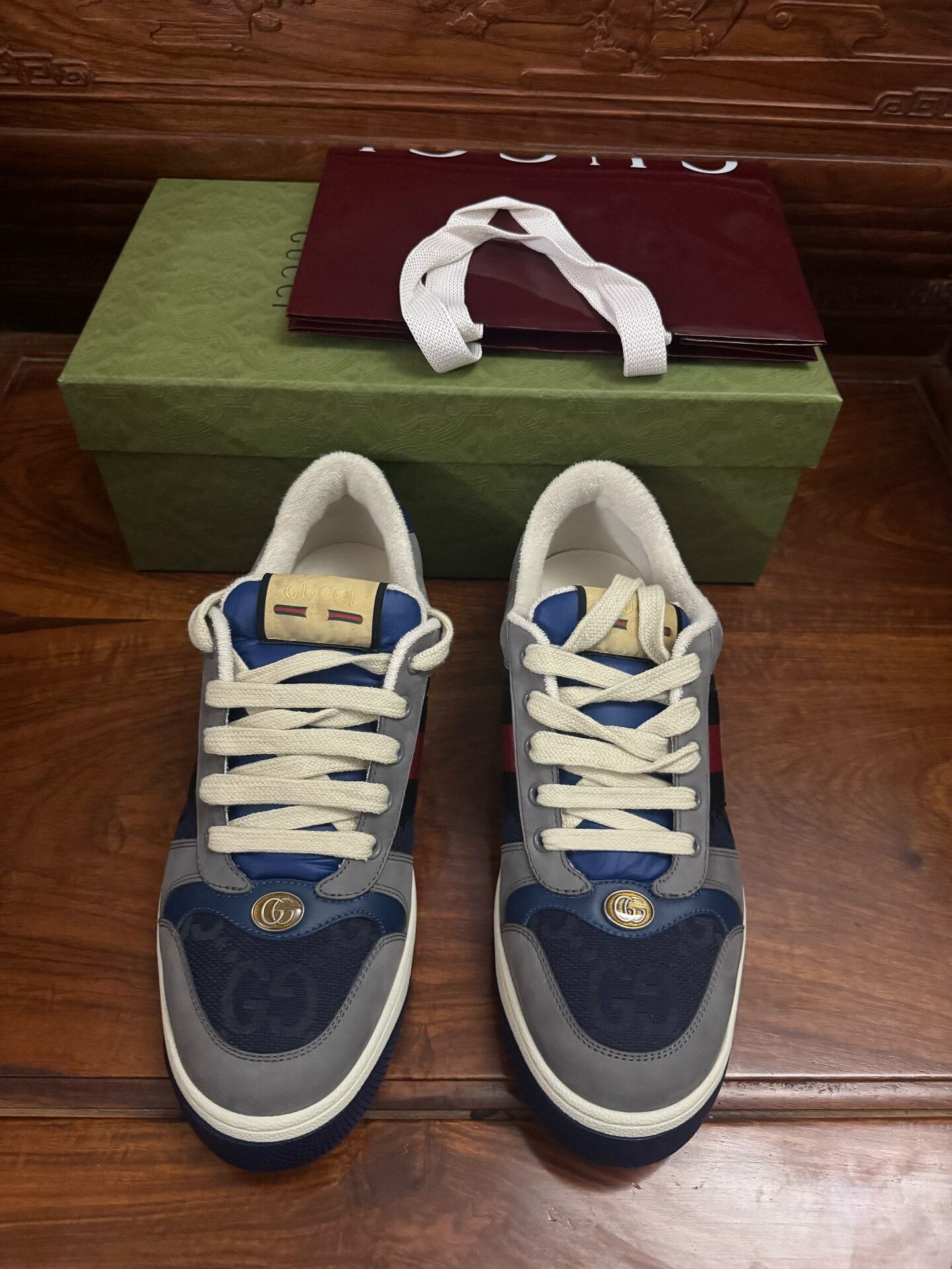 Gucci gucci gray blue dirty sneakers Size US 9 / EU 42 - 1 Thumbnail