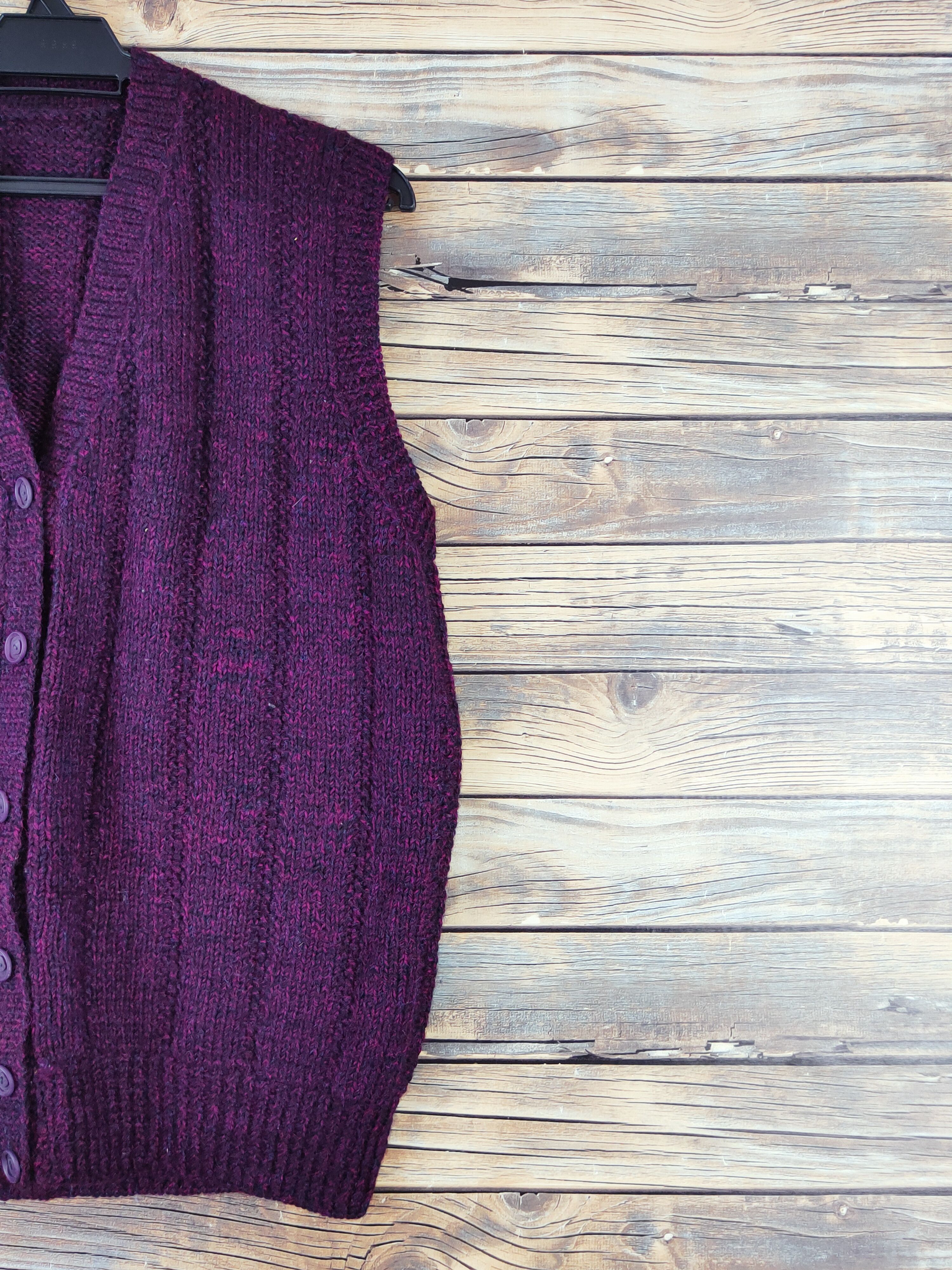 Aran Isles Knitwear × Japanese Brand × Vintage Japanese Brand Dark Purple Knitwear Button Up Vests #W989 Size M / US 6-8 / IT 42-44 - 5 Thumbnail