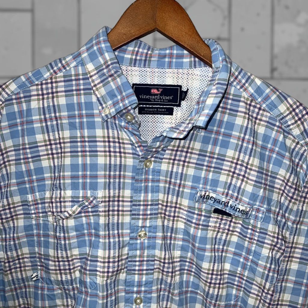Vineyard Vines Vineyard Vines Harbor Shirt Vented Plaid Blue Long Sleeve Mens XL Button-Up Shirt Size US XL / EU 56 / 4 - 1 Thumbnail