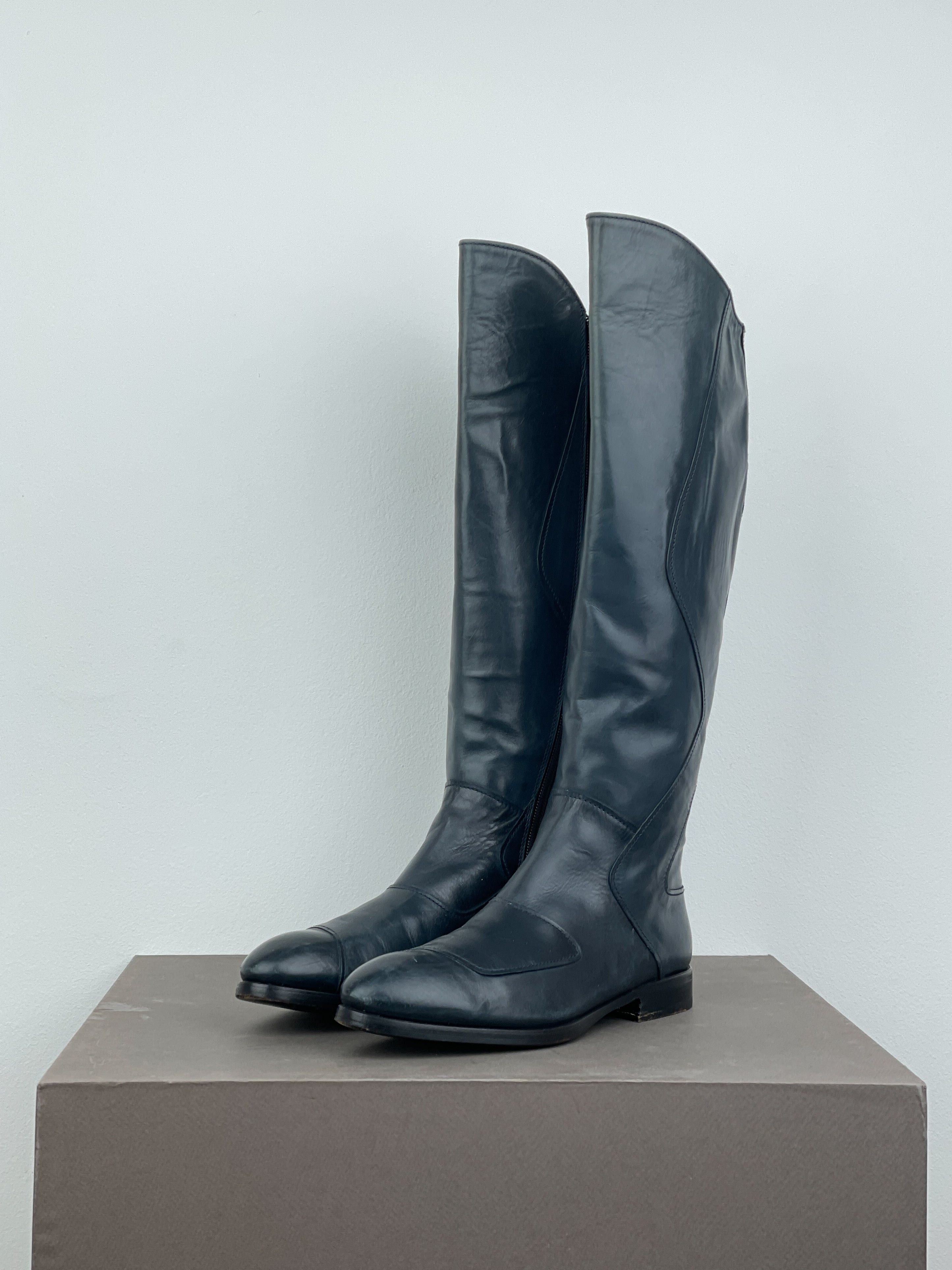Miu Miu AW08 Knee-High Biker Riding Boots Size US 8 / IT 38 - 1 Thumbnail