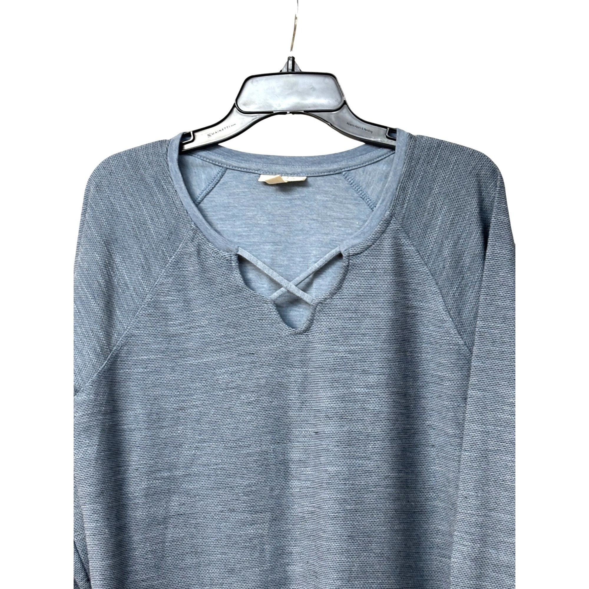Style & Co Style & Co X-Front Bell-Sleeve Top, Steel Blue, Sz. L Size L / US 10 / IT 46 - 4 Thumbnail