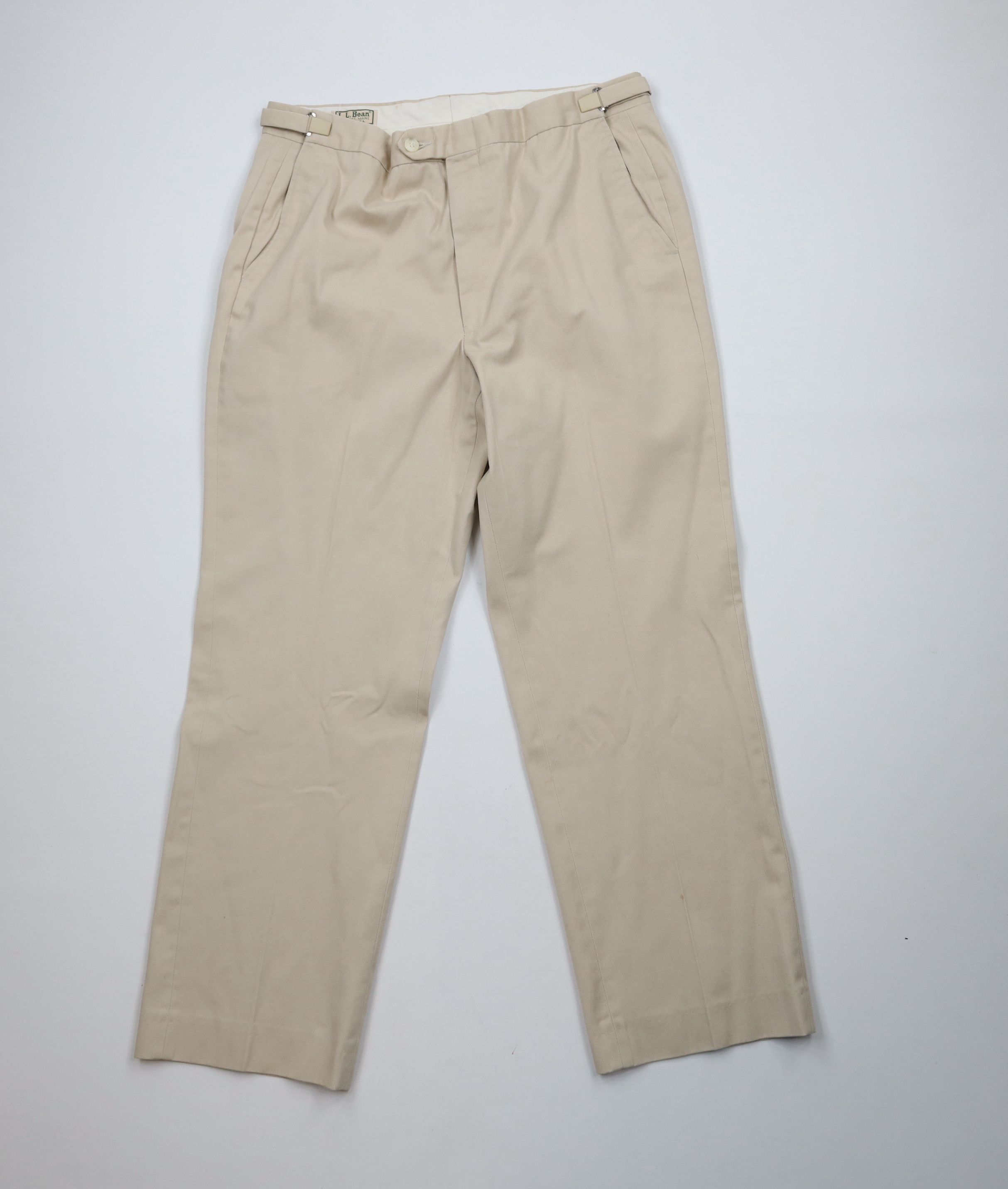 L.L. Bean × Vintage Vintage 90s LL Bean Buckle Waist Wide Leg Pants Beige USA Size US 36 / EU 52 - 1 Thumbnail