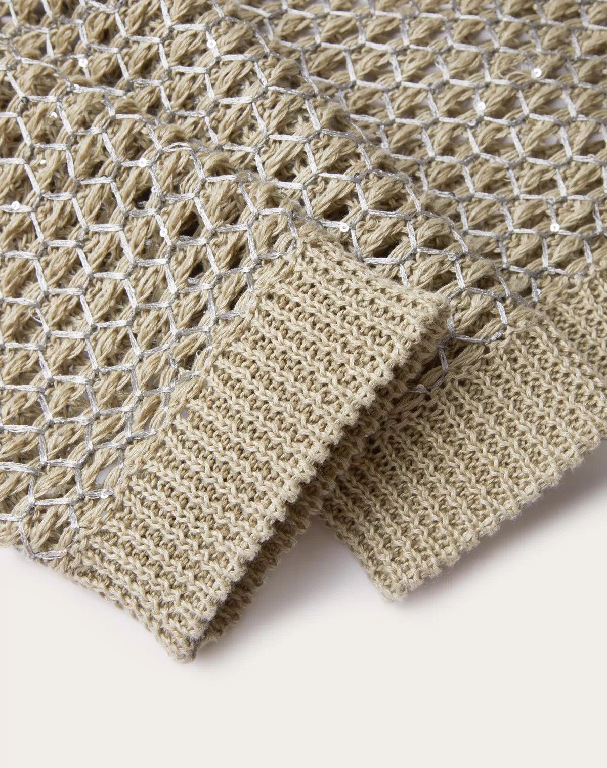 Valentino o1s1wg110525 Linen And Sequins Mesh Pullover in Ecru/Silver Size S / US 4 / IT 40 - 5 Thumbnail