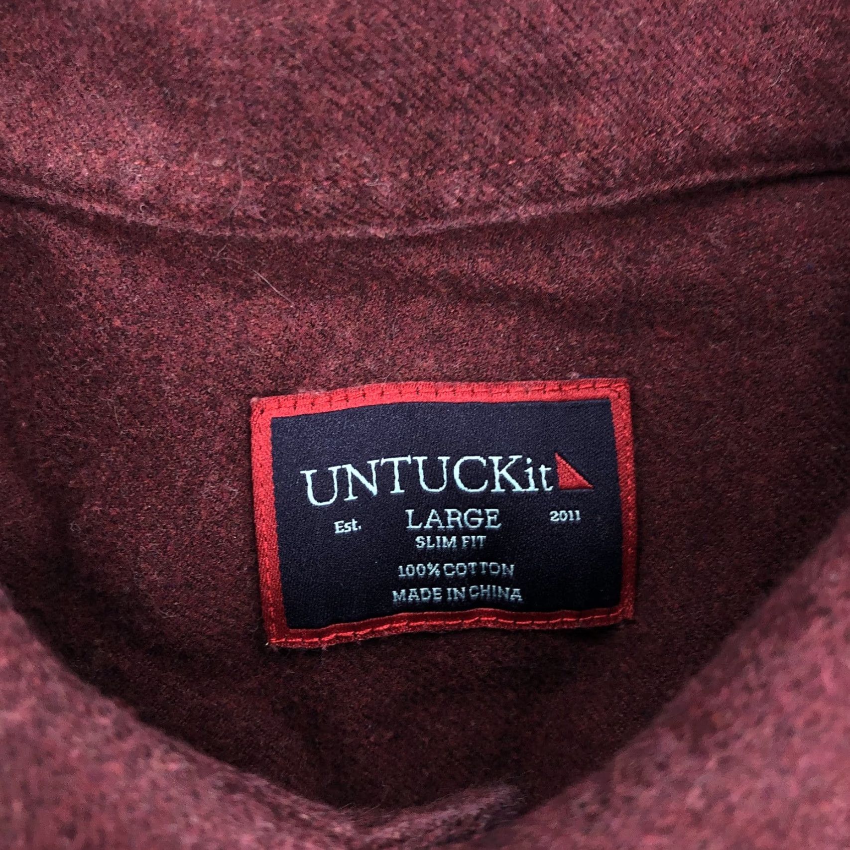 UNTUCKit UNTUCKit Sherwood Men's L Slim Fit Burgundy Flannel Button-Down Shirt Size US L / EU 52-54 / 3 - 4 Thumbnail