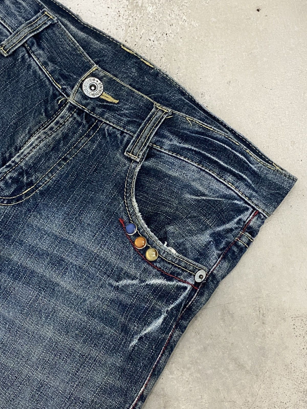 Japanese Brand Winger Japan Patch Embellishments Blue Way Distressed Jean Size US 31 - 7 Thumbnail