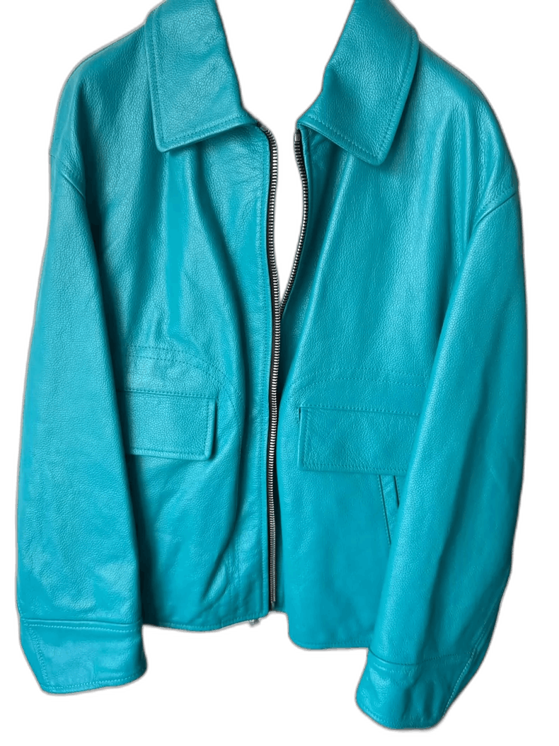 Versace VERSACE Turquoise Leather Jacket Runway - dmc Size M / US 6-8 / IT 42-44 - 1 Thumbnail