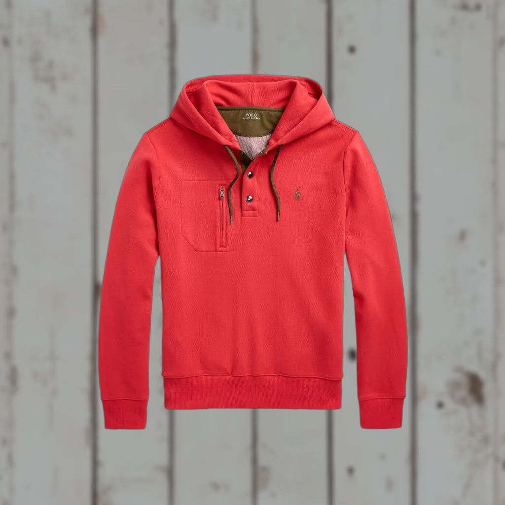 Polo Ralph Lauren POLO RALPH LAUREN Expedition Henley Hoodie Red Sweatshirt Size M Size US M / EU 48-50 / 2 - 1 Thumbnail