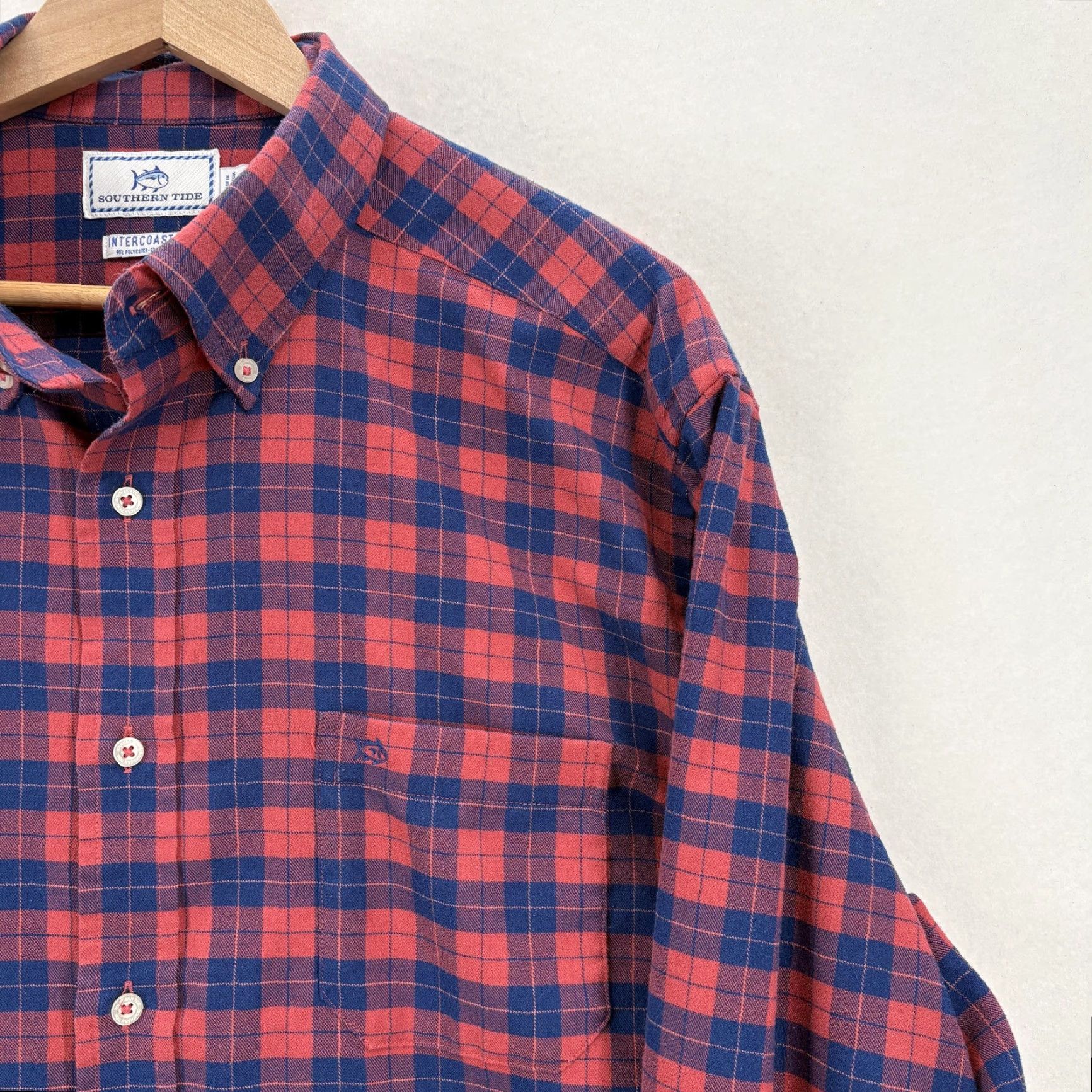 Southern Tide Southern Tide Intercoastal Shirt Mens L Red Plaid Stretch Button-Front Size US L / EU 52-54 / 3 - 2 Thumbnail