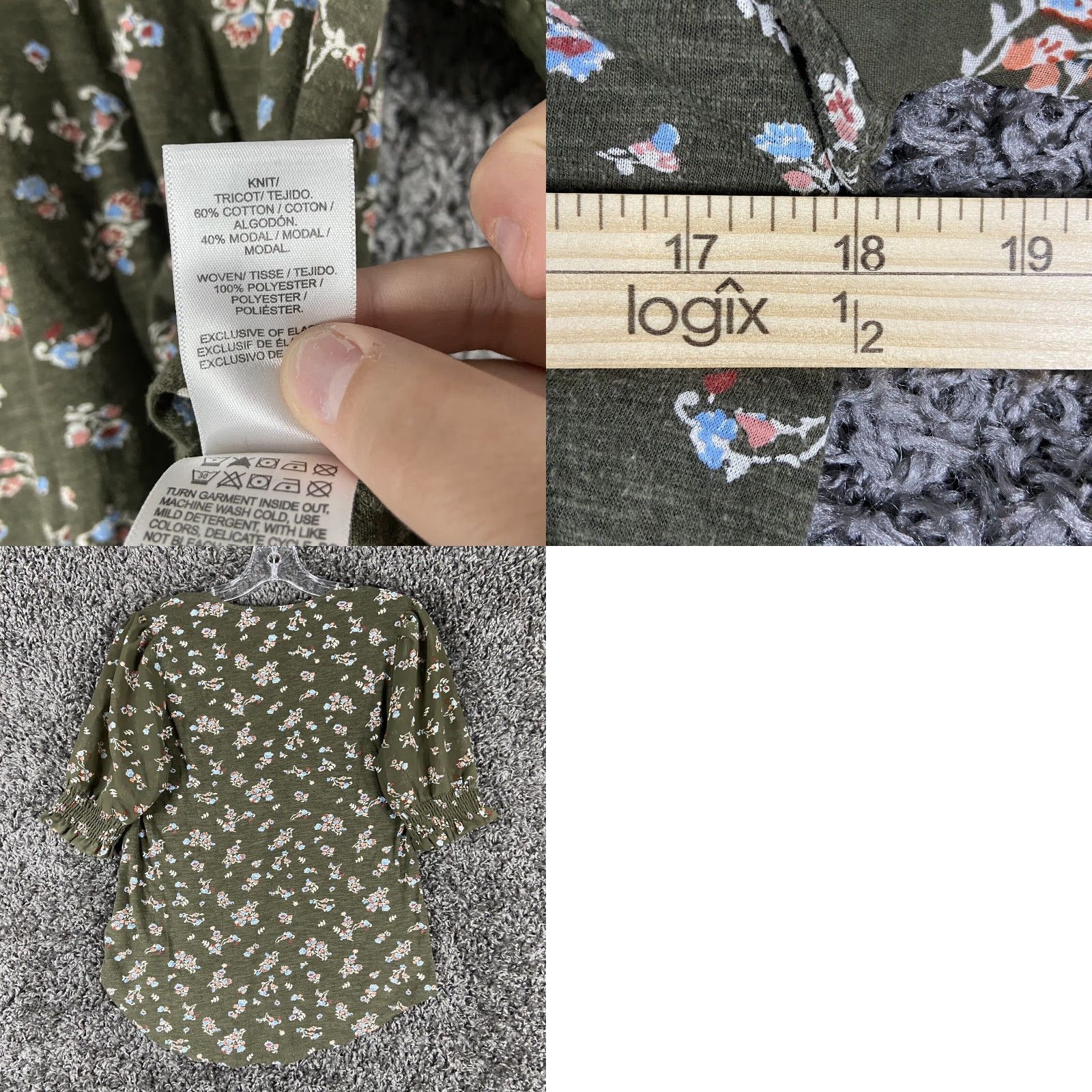 Lucky Brand Lucky Brand Blouse Women’s XS Sheer Sleeves Floral Pattern Multicolored Size XS / US 0-2 / IT 36-38 - 8 Thumbnail