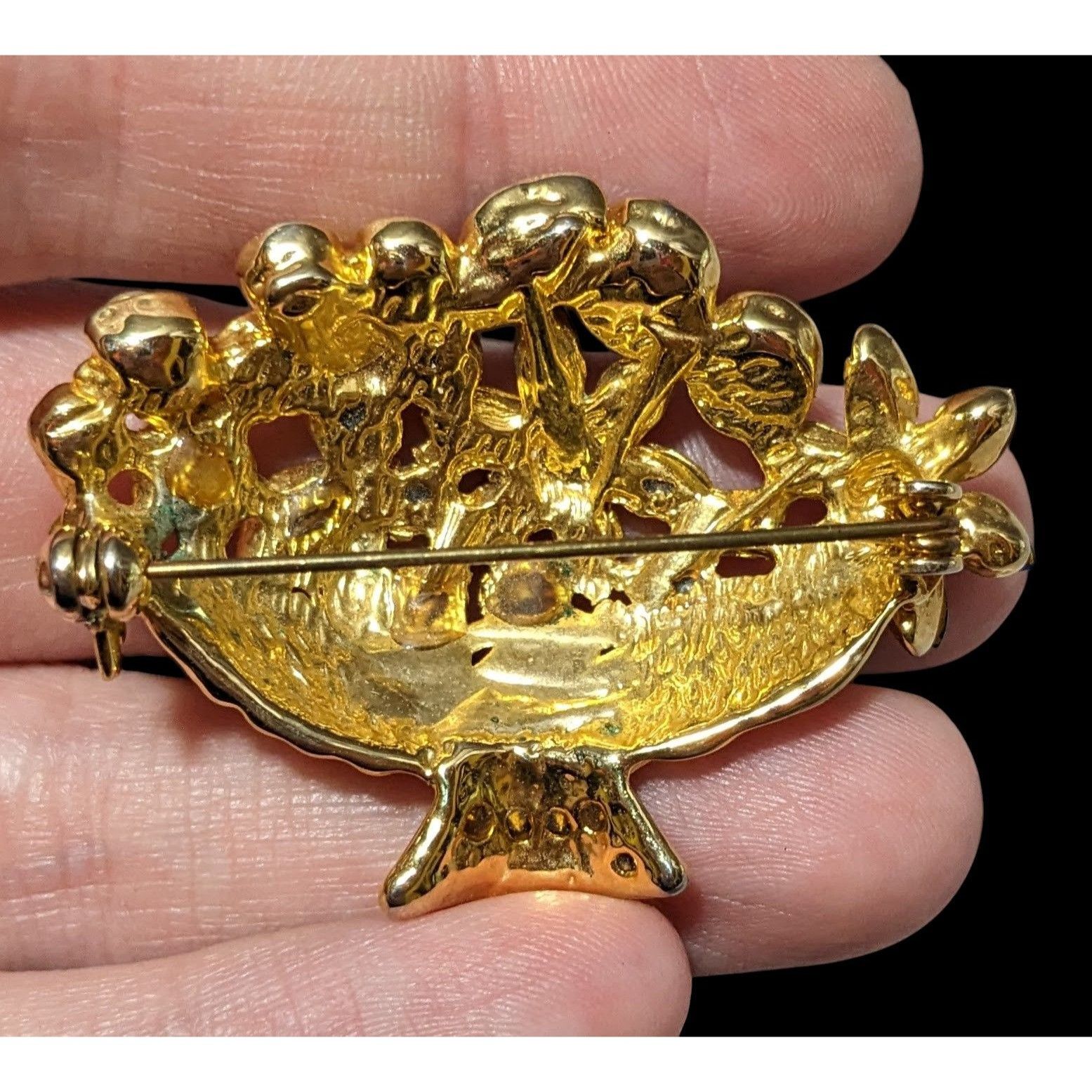 Other Vintage Floral Basket Glam Rhinestone Brooch Size ONE SIZE - 3 Thumbnail