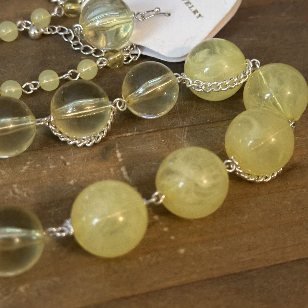 Other Long chunky yellow bead necklace with matching earrings Size ONE SIZE - 3 Thumbnail