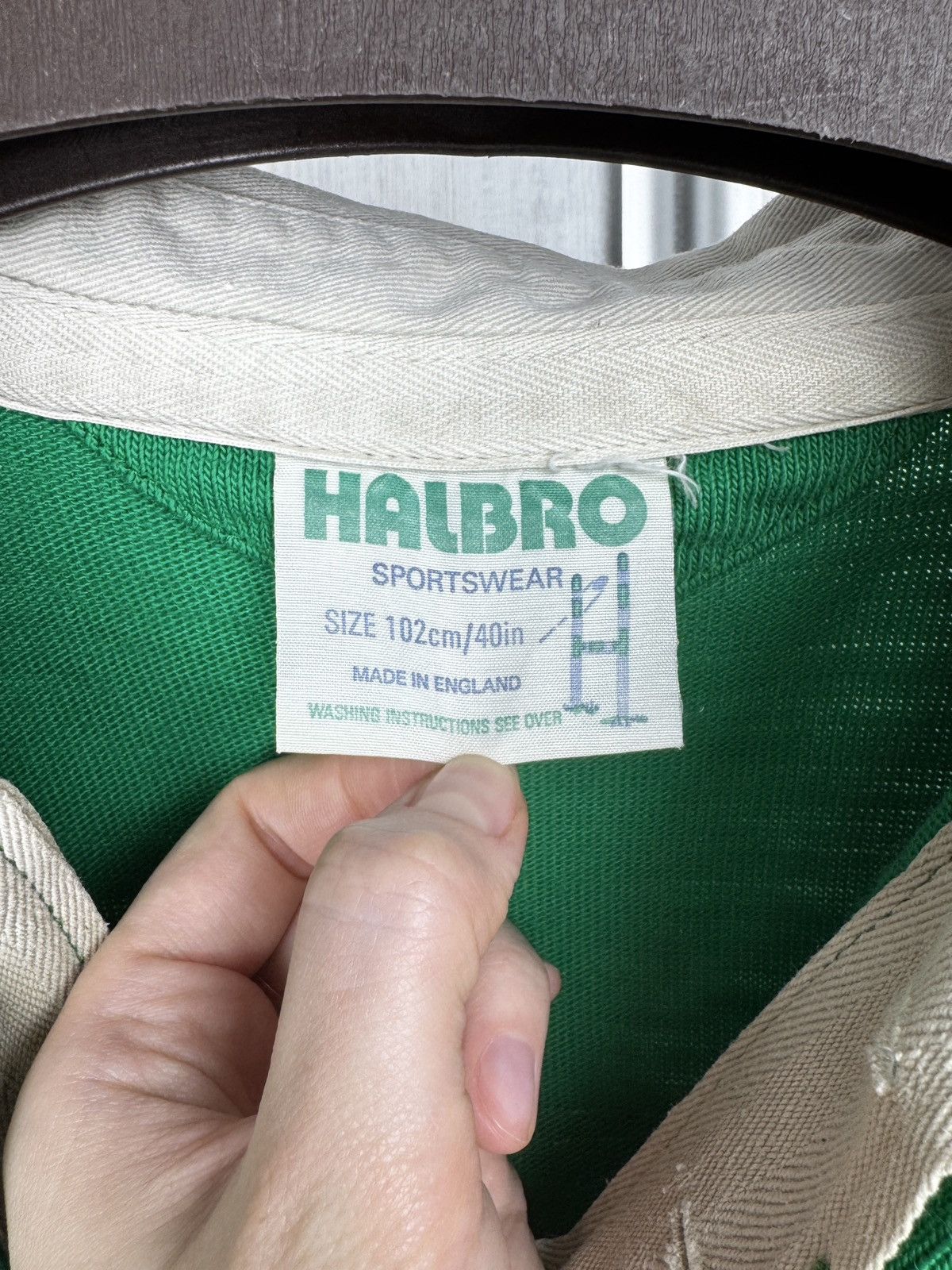 Other HALBRO #1 1980s Rugby Shirt Green Orange Stripe Vintage 40in Size US M / EU 48-50 / 2 - 9 Thumbnail