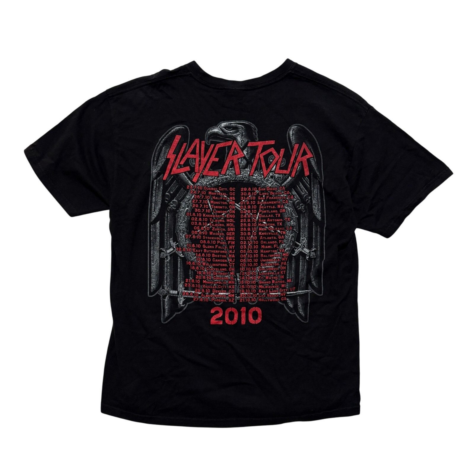 Hanes VTG Y2K 00s Slayer 2010 Tour Black Graphic T-Shirt L Size US L / EU 52-54 / 3 - 3 Thumbnail