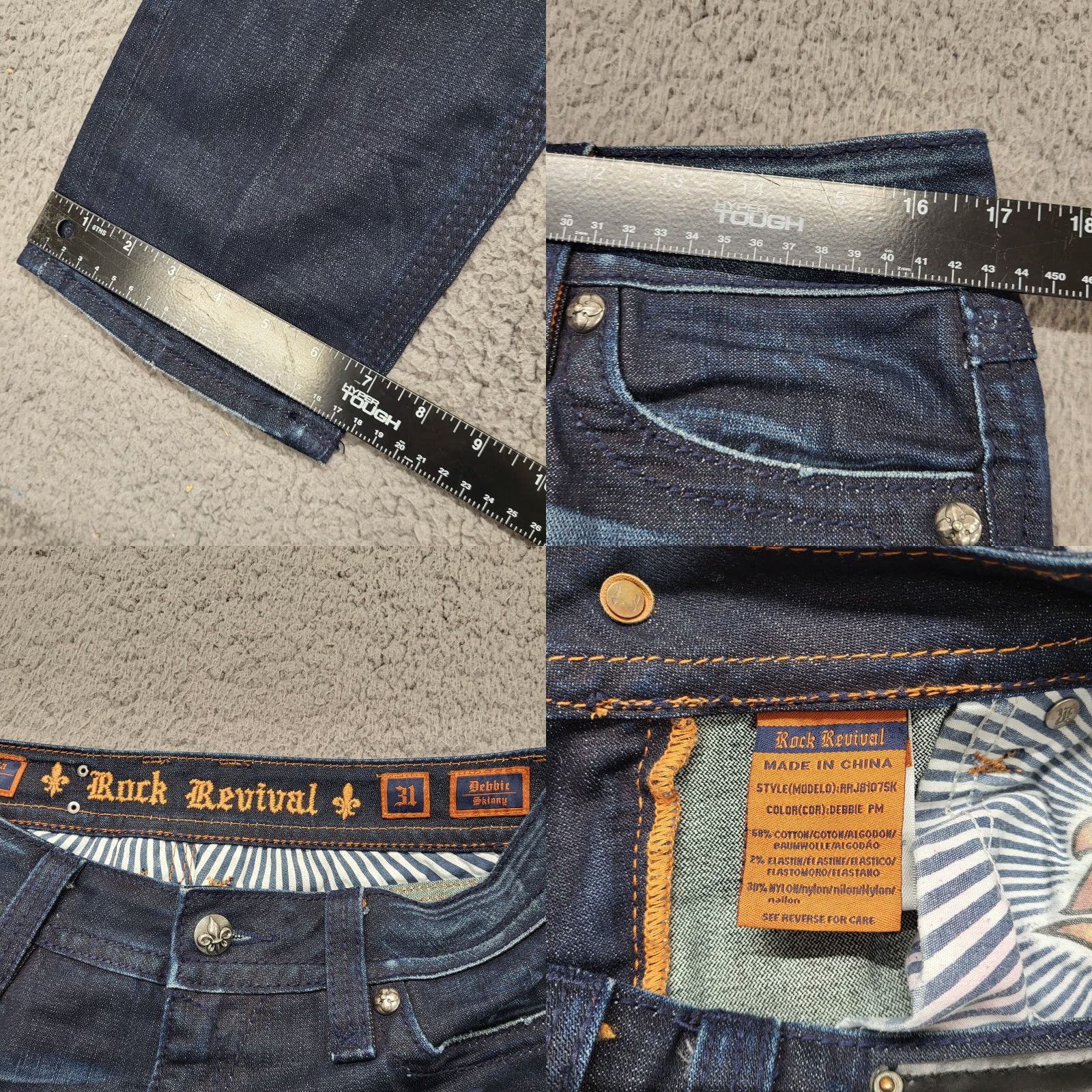 Vintage Rock Revival Debbie Boot Cut Jeans Women's 31×34 Bootcut Denim Blue Distressed Logo 5-Pocket Western Cowboy Rock Revival Debbie bootcut Women 31×34 Size 24" / US 00 / IT 34 - 8 Thumbnail