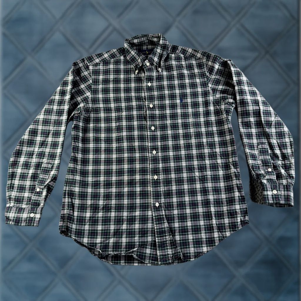 Ralph Lauren VINTAGE Ralph Lauren Shirt Mens M Green White Tartan Plaid Button-Up Midweight Size US M / EU 48-50 / 2 - 1 Thumbnail
