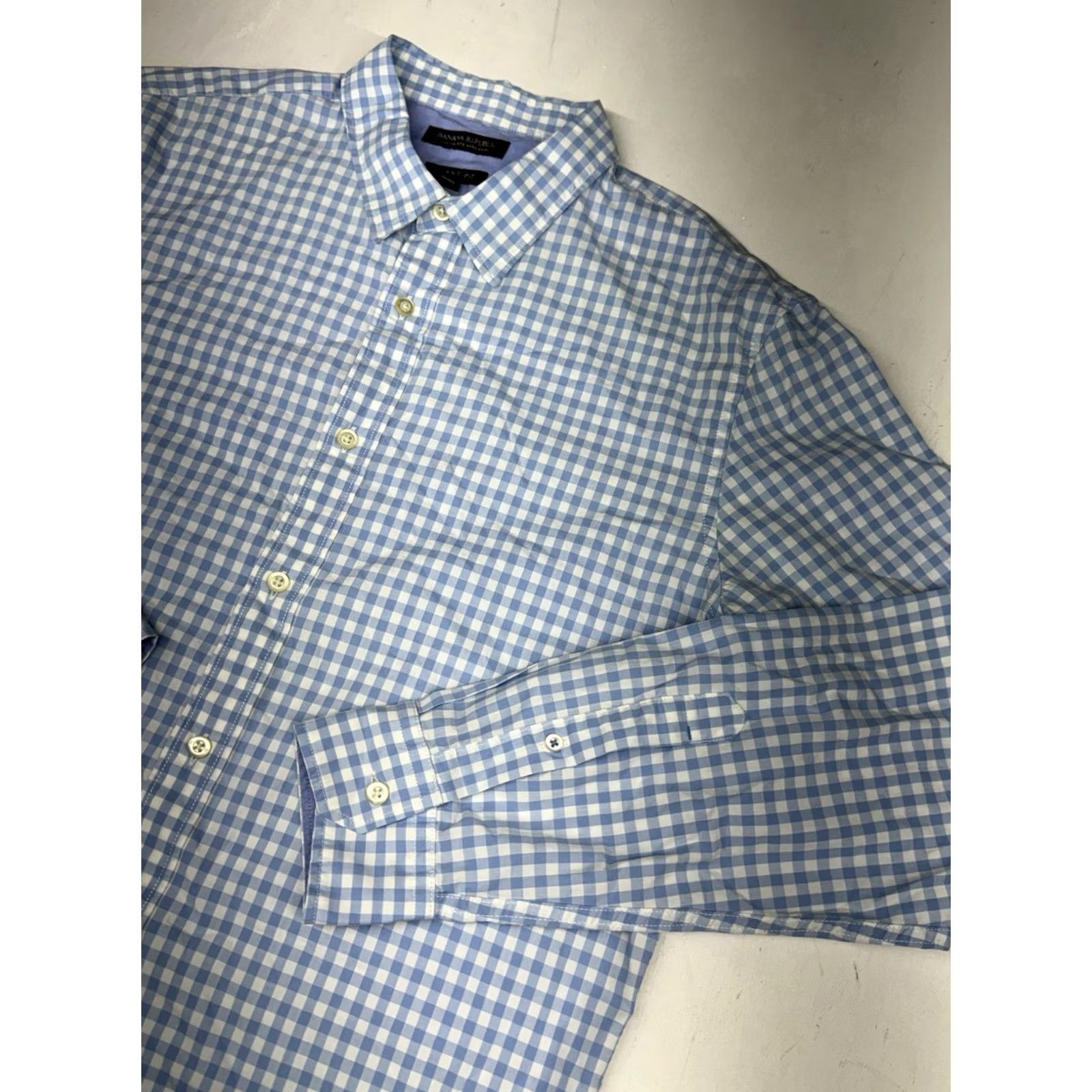 Banana Republic Banana Republic Grant Fit Gingham Check Long Sleeve Button Down Shirt Blue Sz L Size US L / EU 52-54 / 3 - 2 Thumbnail