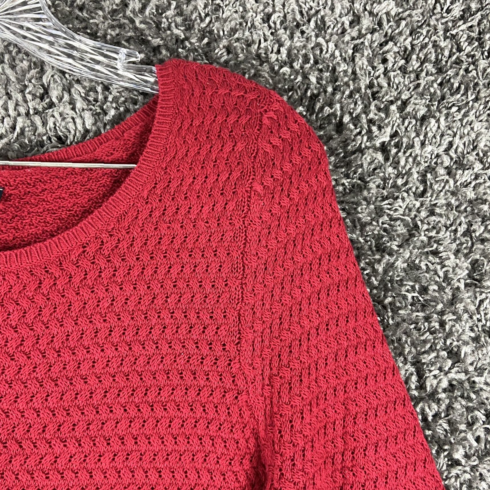 Lucky Brand Lucky Brand Sweater Shirt Women L Red Lace Trim Pullover Long Lace Sheer Trim 90s? (if applicable) Size L / US 10 / IT 46 - 6 Thumbnail