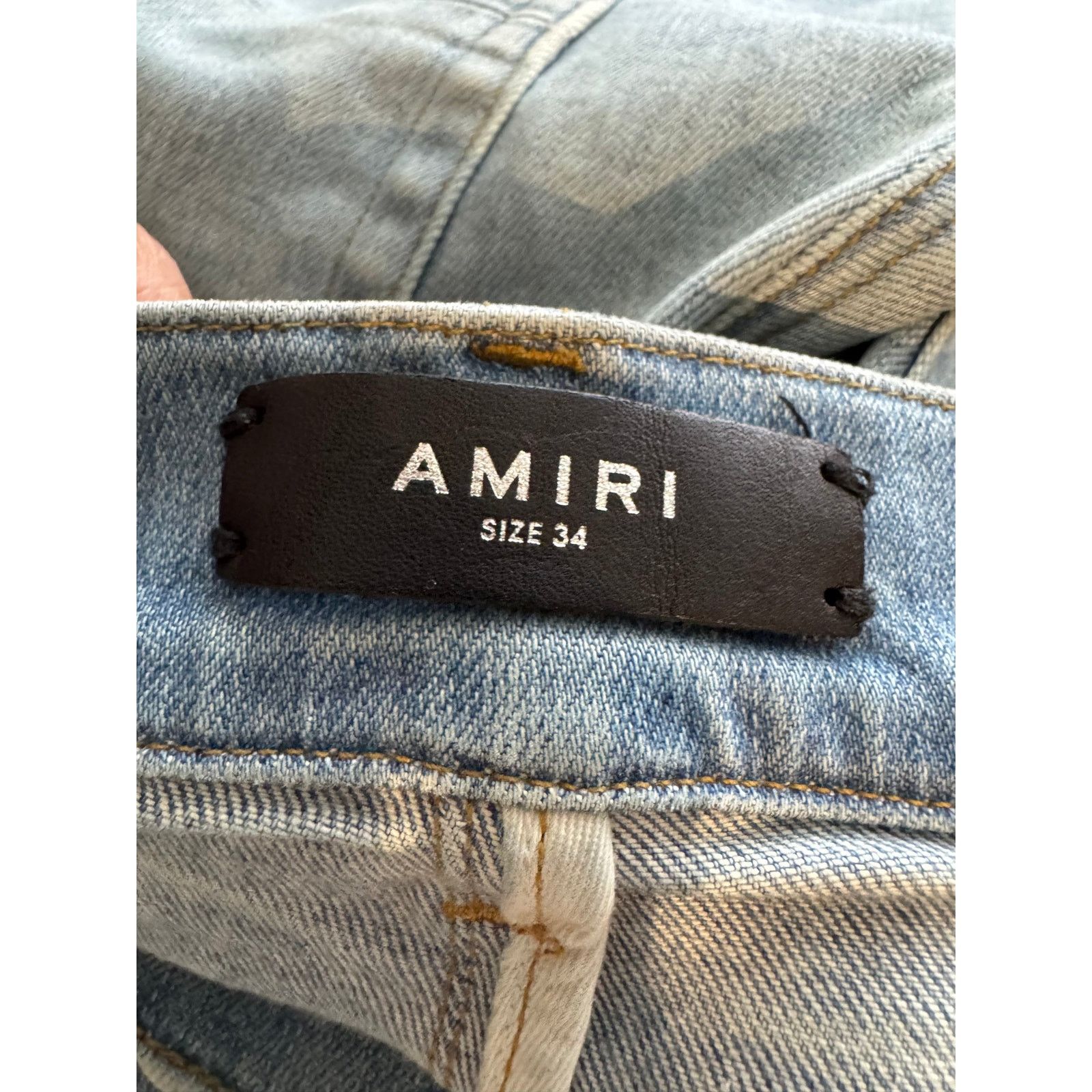Amiri Amiri MX1 Green Plaid Patch Light Wash Blue Jeans Size US 34 / EU 50 - 3 Thumbnail