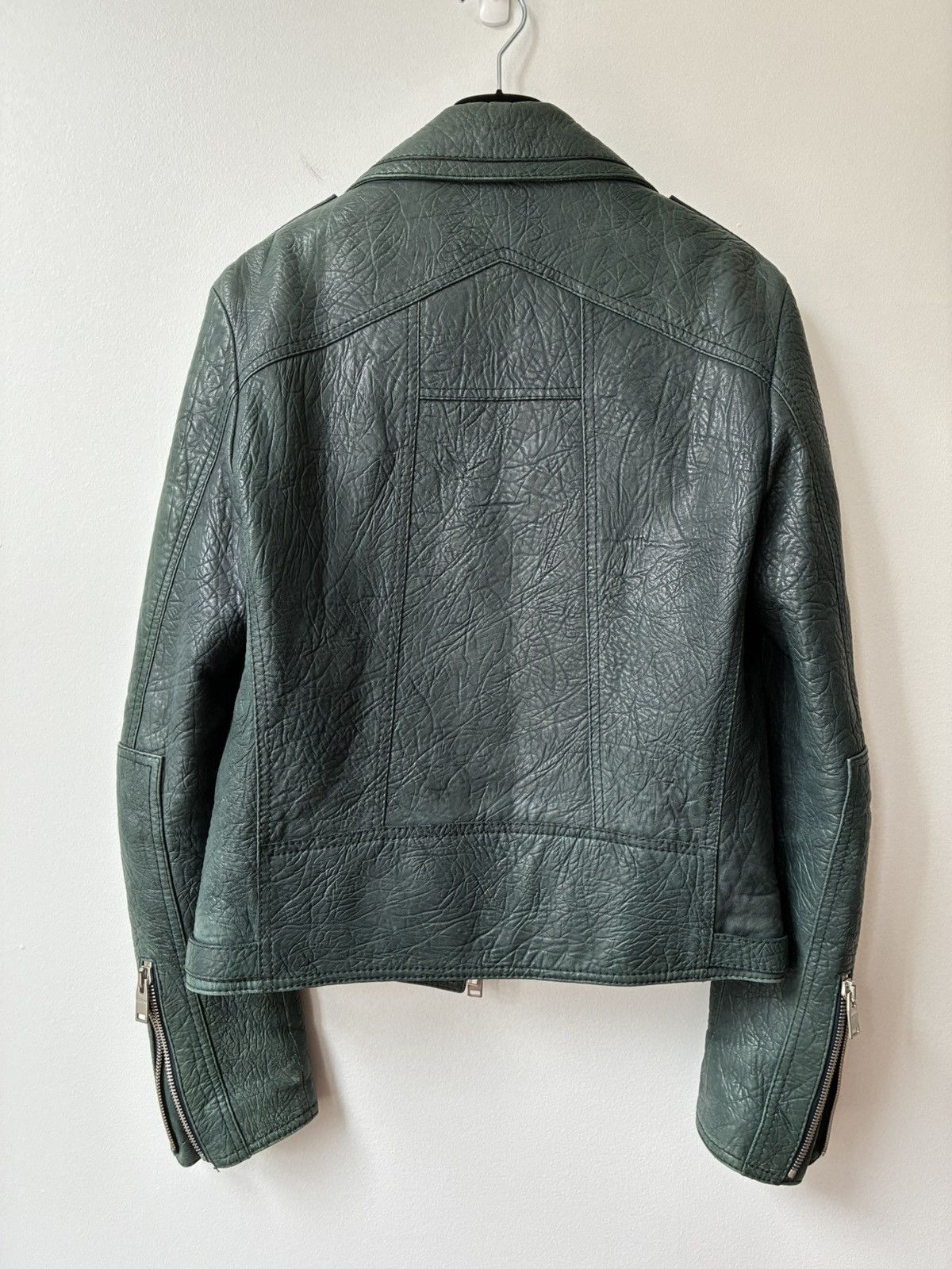 Balenciaga Balenciaga AW2014 Green Lamb Leather Biker Jacket Size US S / EU 44-46 / 1 - 5 Thumbnail