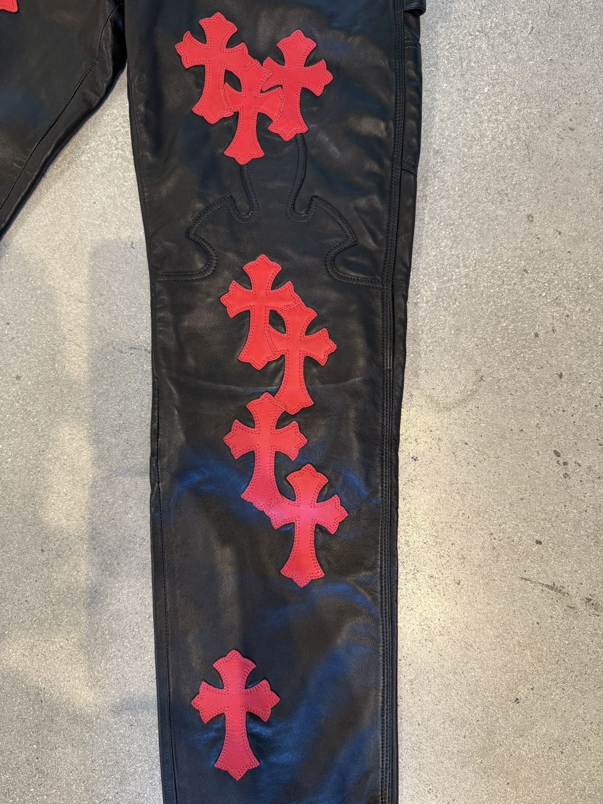 Chrome Hearts Chrome Hearts Leather Flooded Pants (1of1) 🔥👹🔥 Size US 26 / EU 42 - 13 Thumbnail