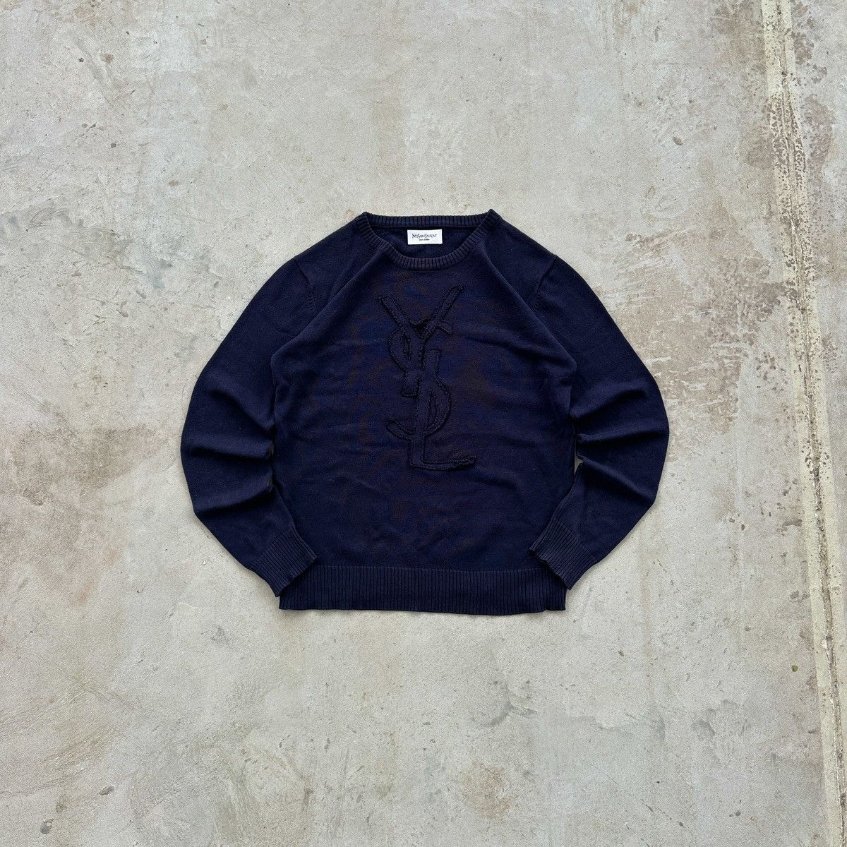 Yves Saint Laurent Vintage Yves Saint Laurent Sweater Embroidered Logo Blue M Size M / US 6-8 / IT 42-44 - 1 Thumbnail