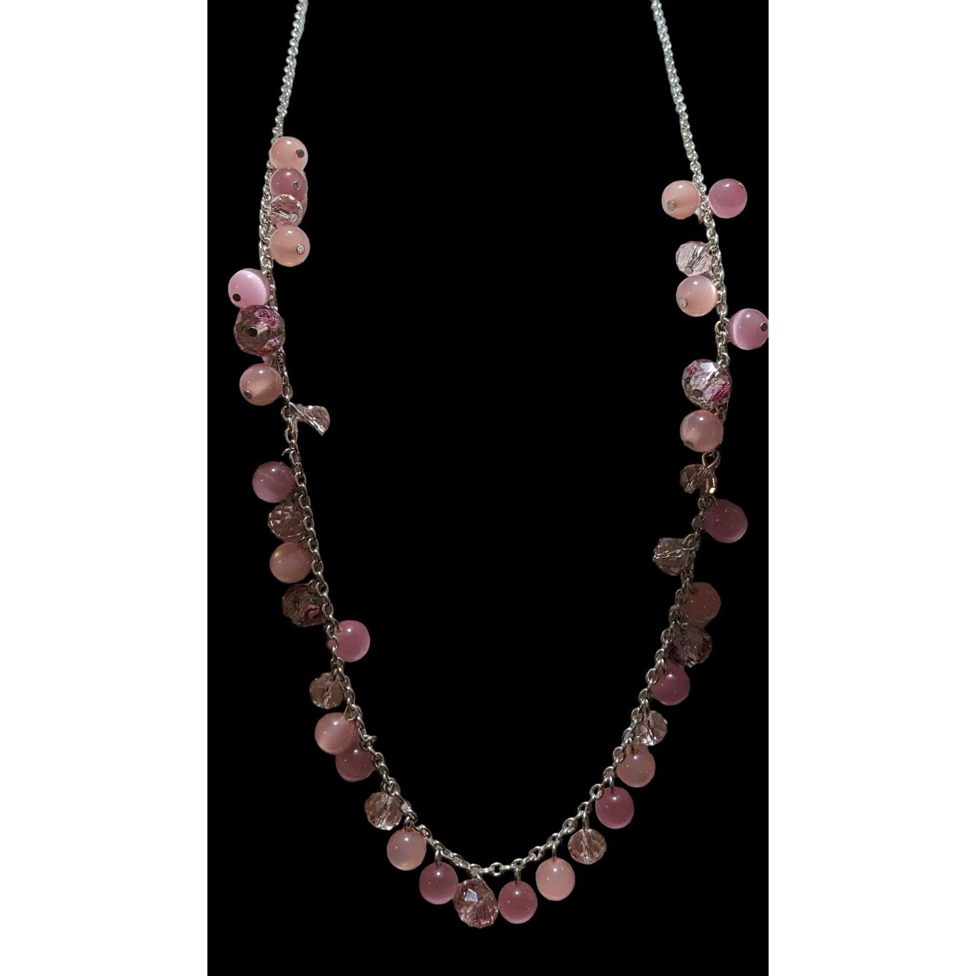 Other Pink & Silver Beaded Fringe Neckalce Size ONE SIZE - 3 Thumbnail