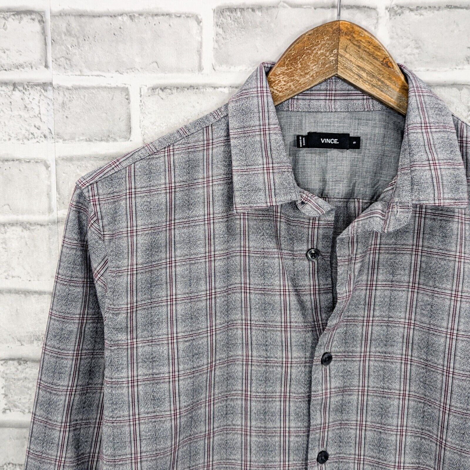 Vince VINCE Men's Button up Flannel Shirt Heather gray Check Size US S / EU 44-46 / 1 - 5 Thumbnail