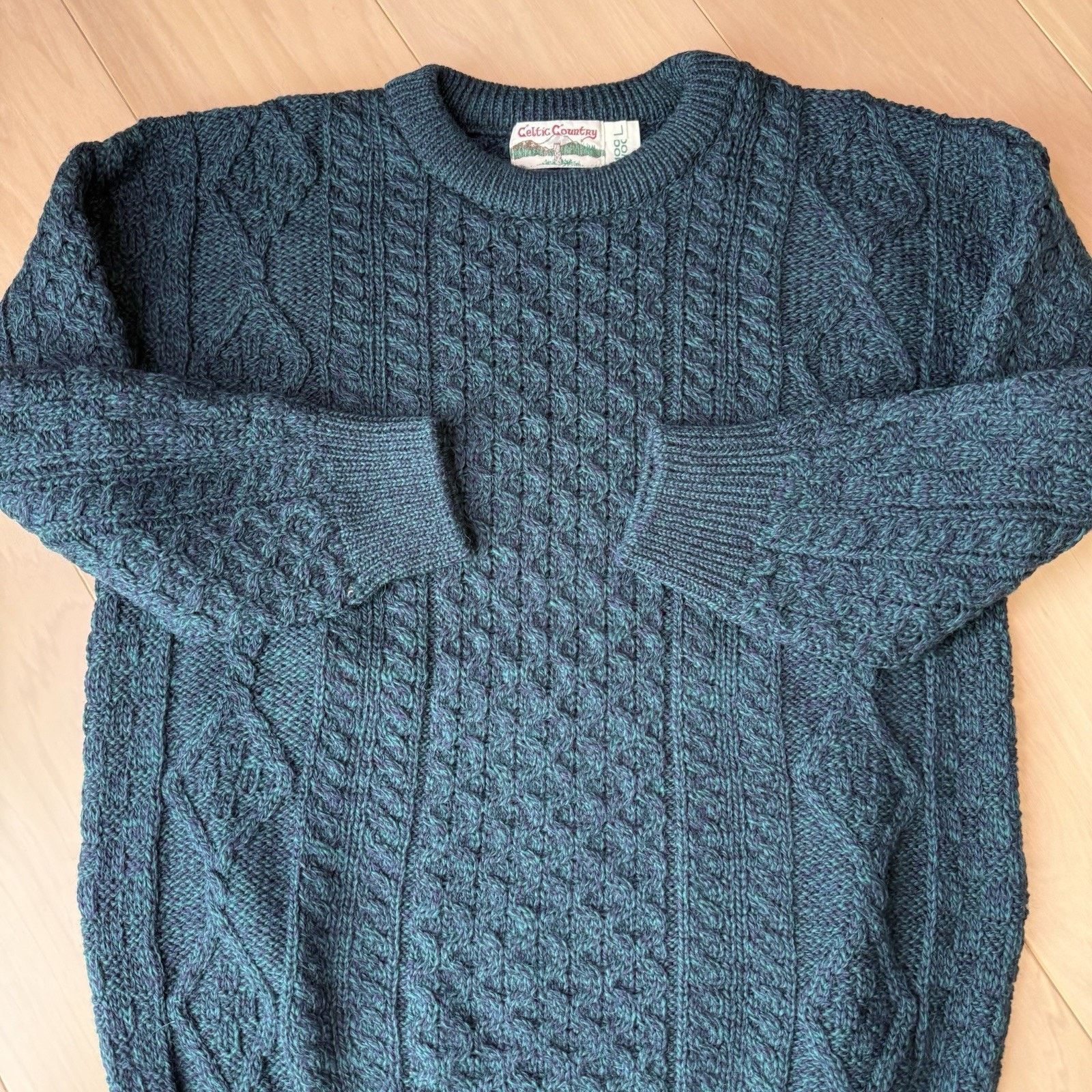 Other Vintage Celtic Country Cable Knit Wool Sweater Large Green Size US L / EU 52-54 / 3 - 5 Thumbnail
