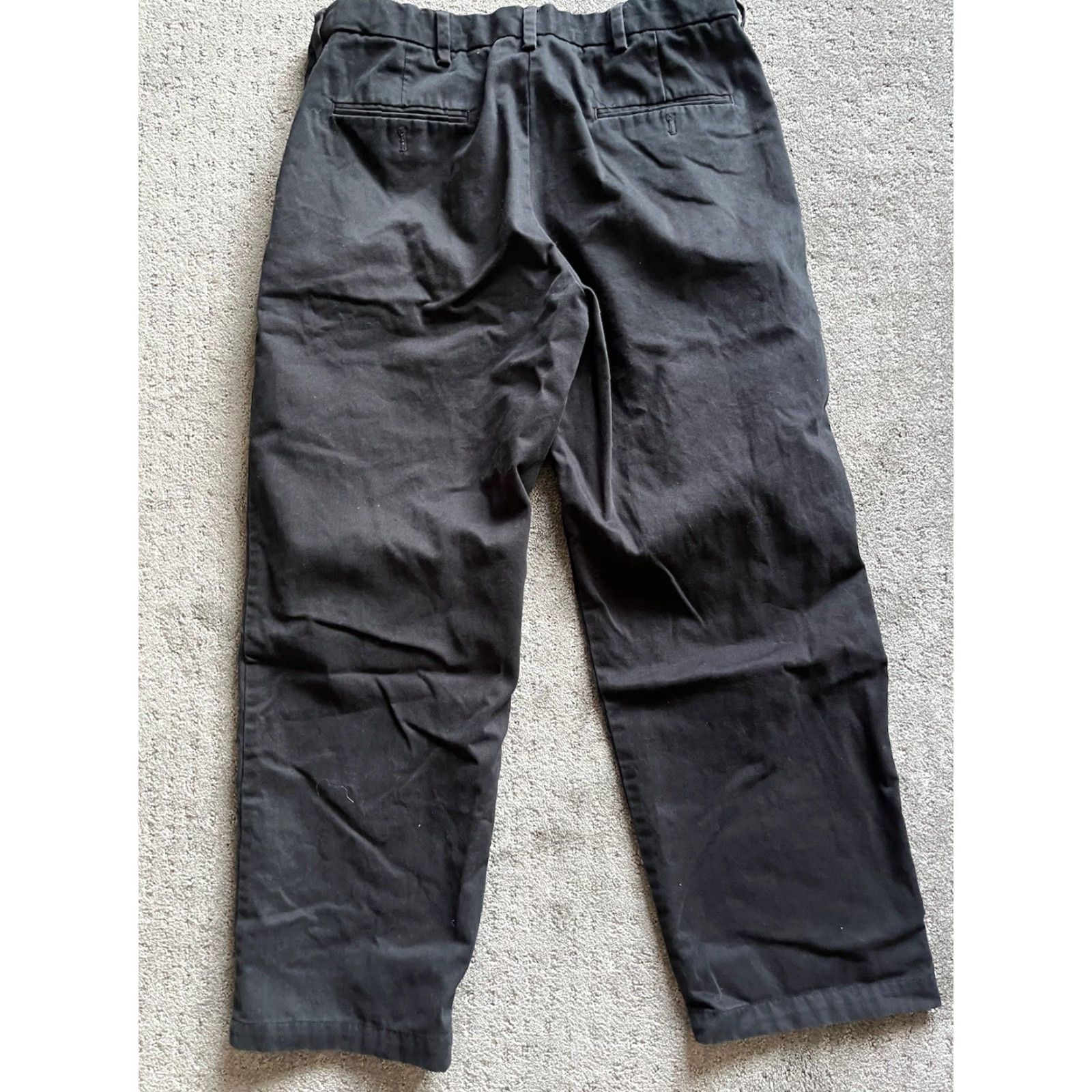 Haggar Haggar Black Solid Comfort Waist Flat Front Dress Pants 36x39 Chino Cotton Mens Size US 36 / EU 52 - 3 Thumbnail