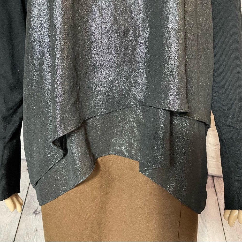LOLA + SOPHIE Lola & Sophie Mixed Media Foil Chiffon Knit Long Sleeve Top Size L / US 10 / IT 46 - 3 Thumbnail