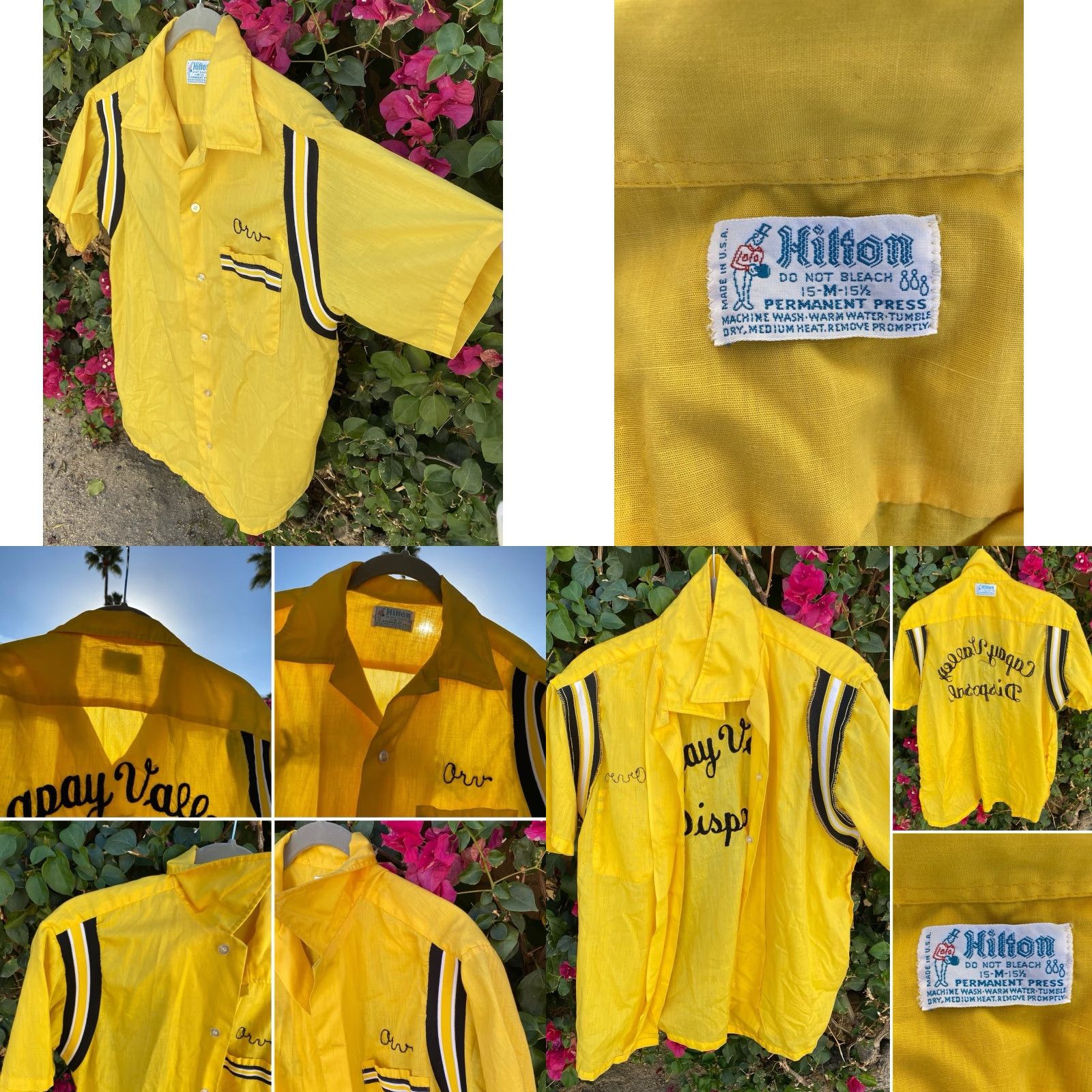 Vintage VINTAGE Hilton Bowling Shirt Short Sleeve M Yellow Capay Valley Disposal Rockabilly Shirt Mens Size US M / EU 48-50 / 2 - 9 Thumbnail