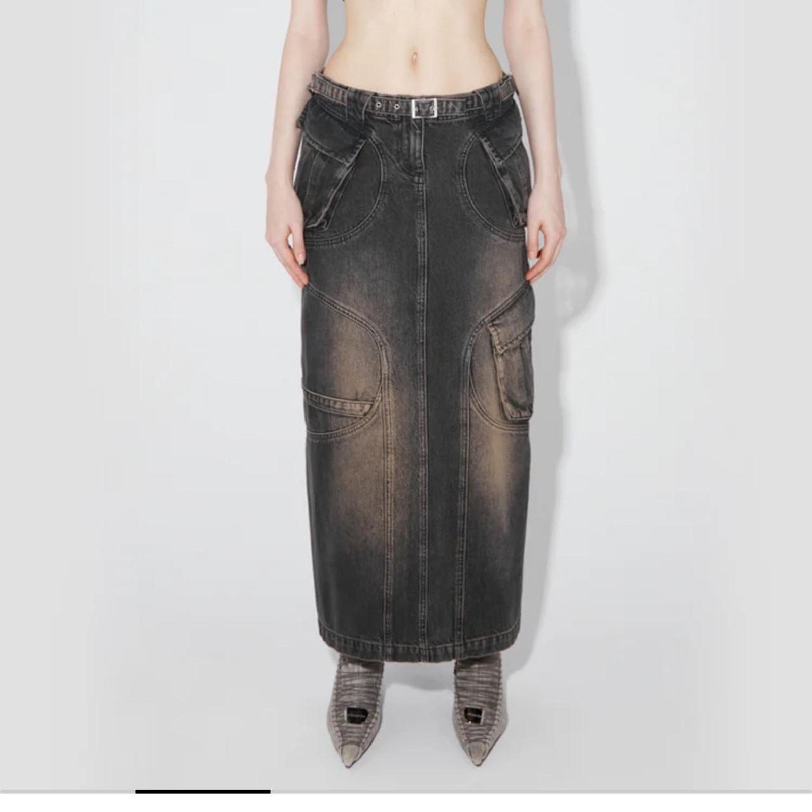 Misbhv MISBHV DENIM MAXI SKIRT - BROWN DISTRESSED Size 28" / US 6 / IT 42 - 1 Thumbnail