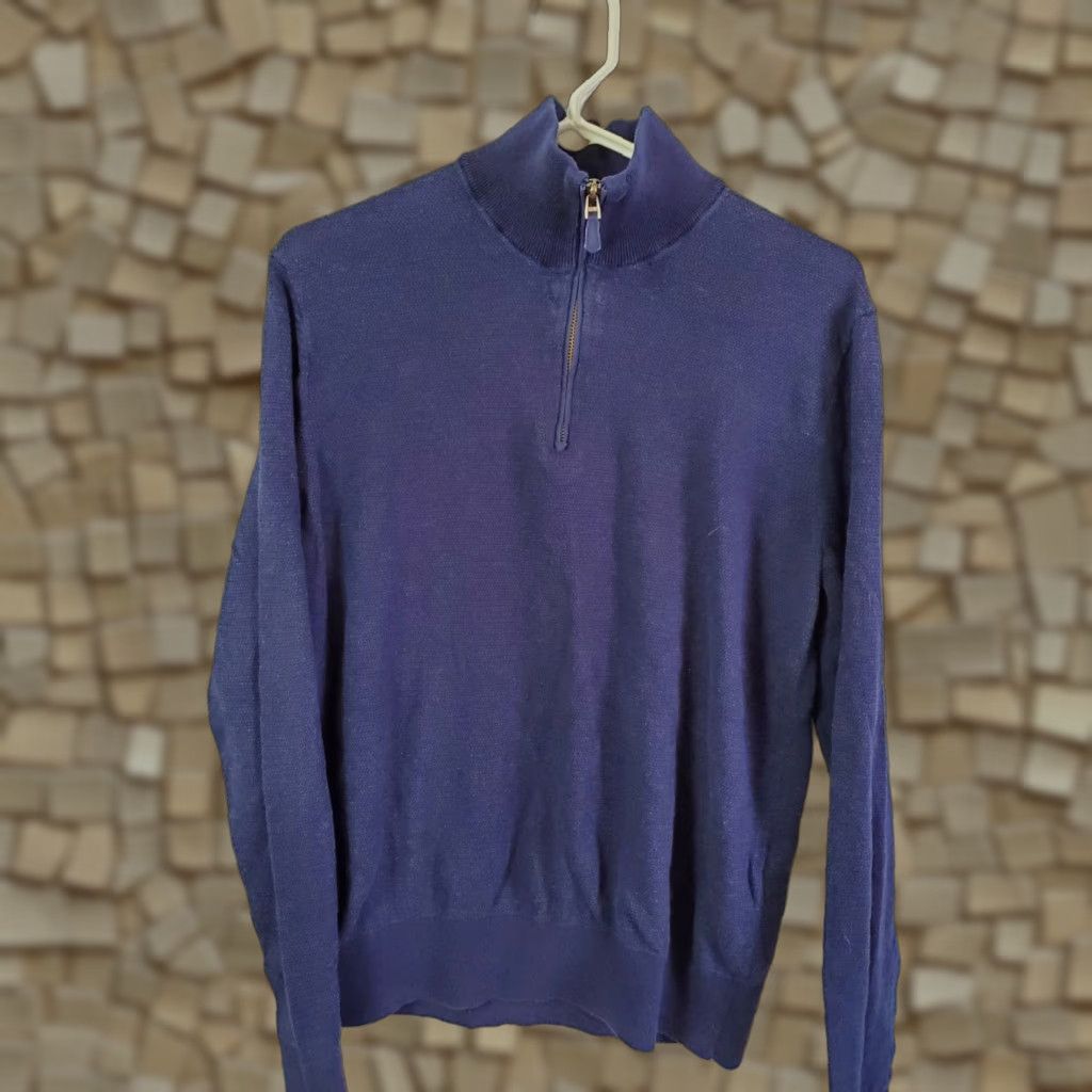 Ralph Lauren Polo Ralph Lauren Sweat er Women's Size PS Blue 1/4 Zip Mock Neck Cashmere Cotton Silk Pullover Petite Regular Knit Size S / US 4 / IT 40 - 1 Thumbnail